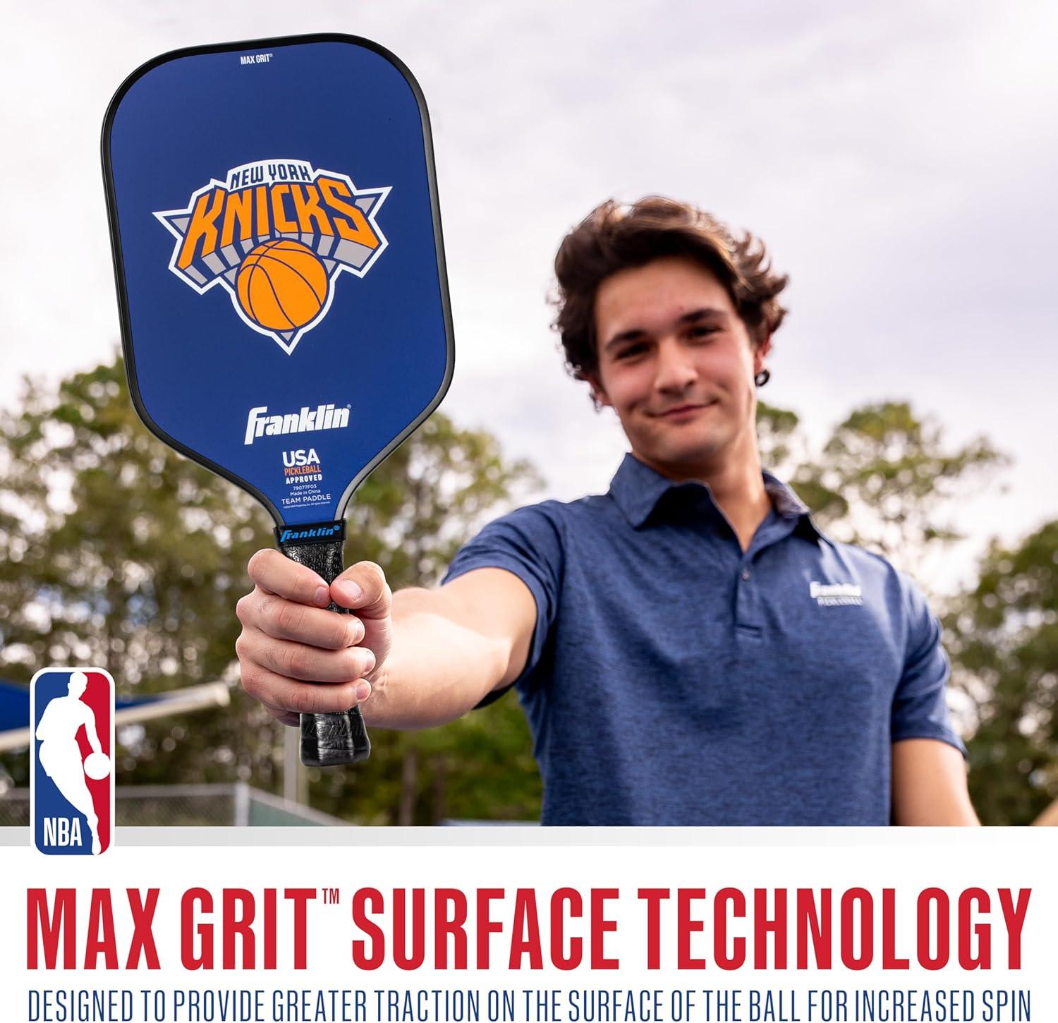 imageFranklin Sports NBA Team Pickleball Paddles Official NBA Basketball Team Logo Pickleball Paddles Signature Series 13MM Pickleball Paddle with MaxGrit USA Pickleball USAPA ApprovedNew York Knicks