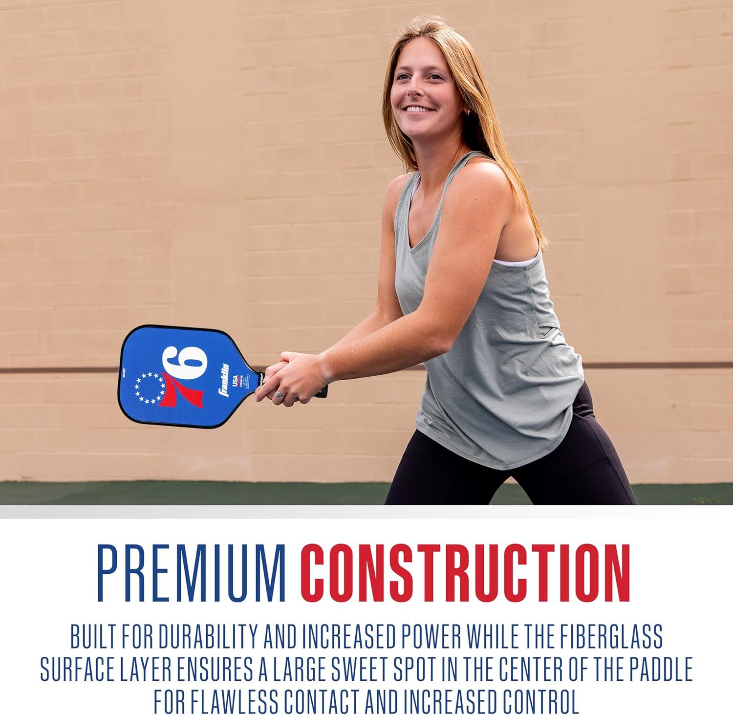 imageFranklin Sports NBA Team Pickleball Paddles Official NBA Basketball Team Logo Pickleball Paddles Signature Series 13MM Pickleball Paddle with MaxGrit USA Pickleball USAPA ApprovedPhiladelphia 76ers