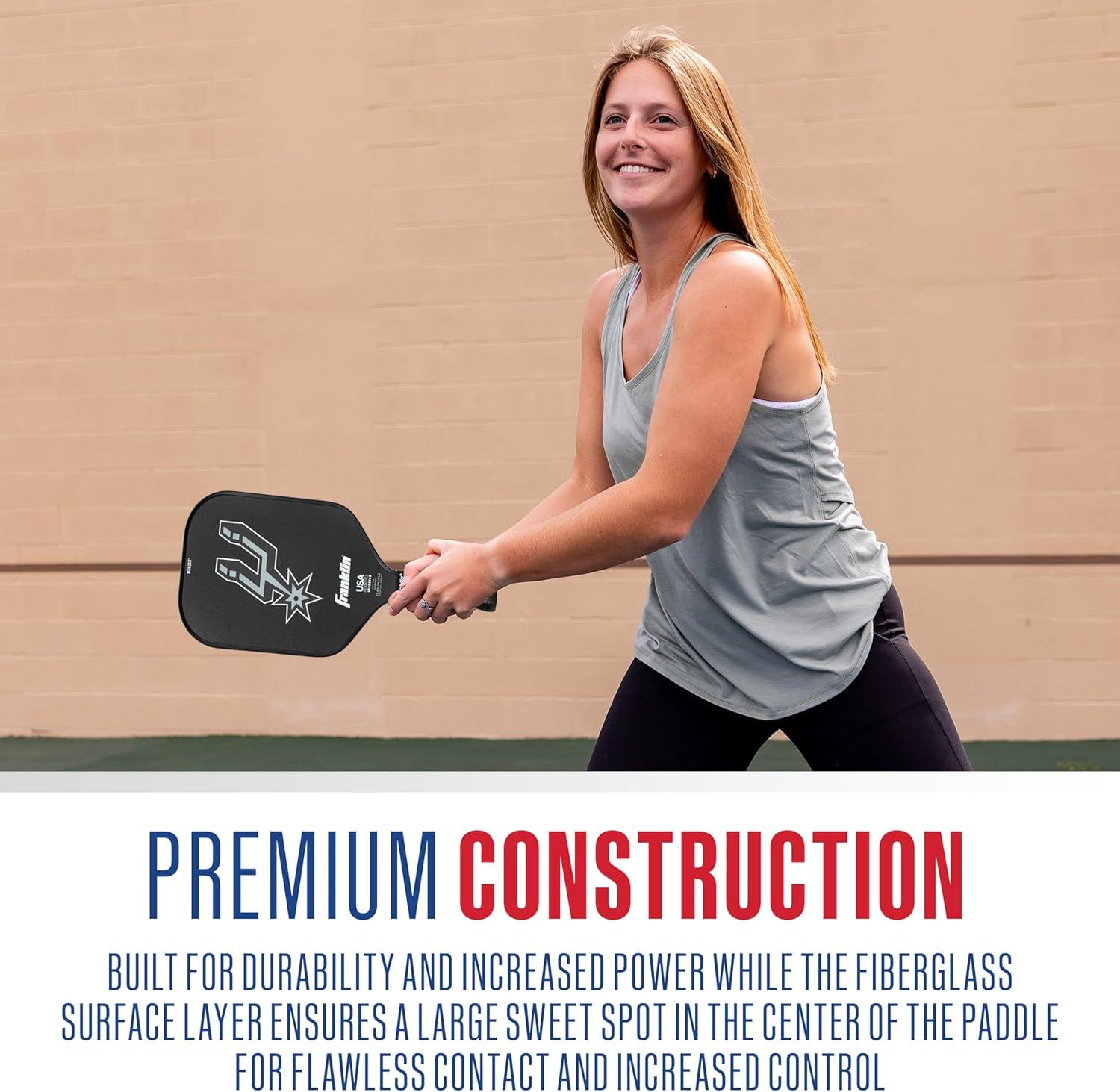 imageFranklin Sports NBA Team Pickleball Paddles Official NBA Basketball Team Logo Pickleball Paddles Signature Series 13MM Pickleball Paddle with MaxGrit USA Pickleball USAPA ApprovedSan Antonio Spurs