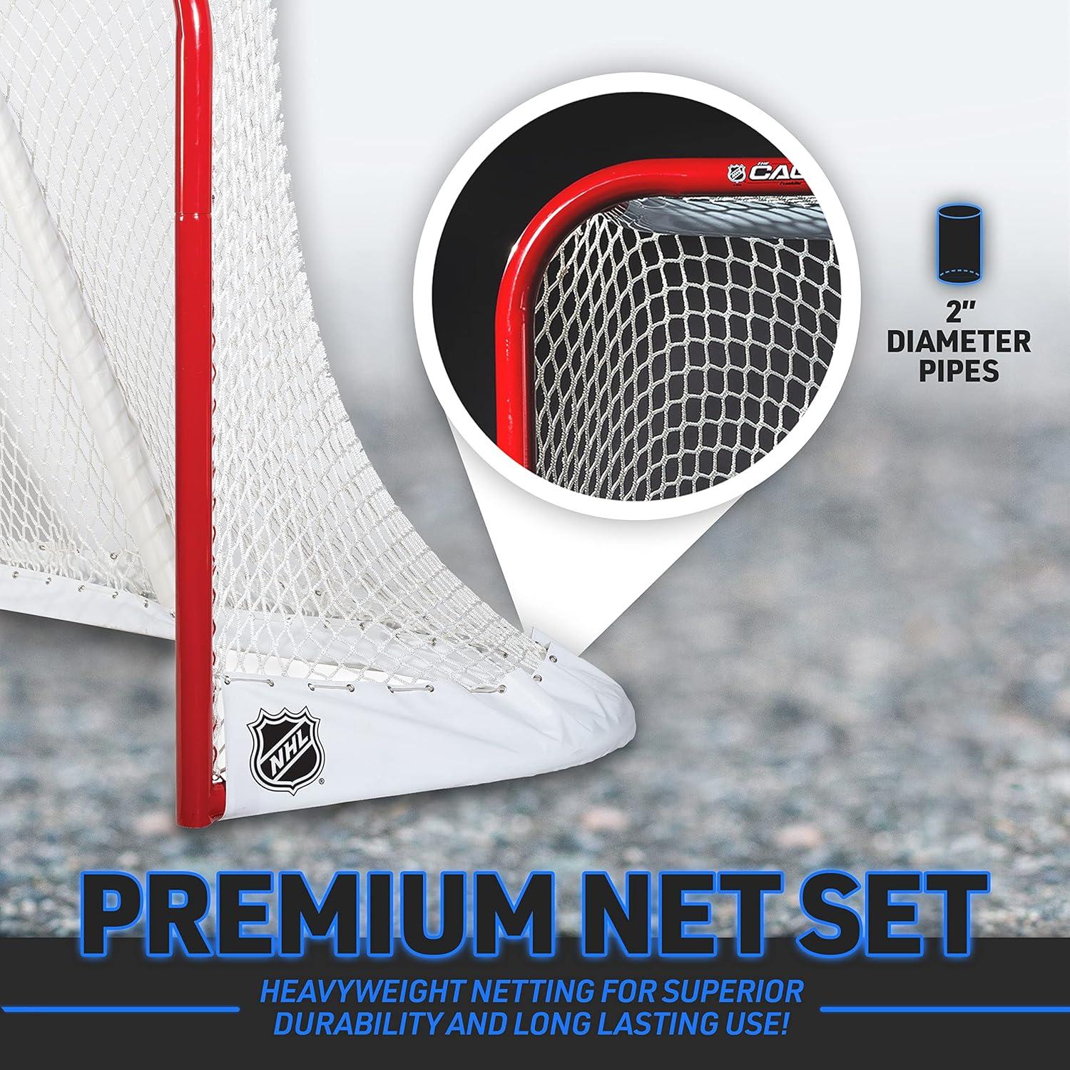 imageFranklin Sports NHL Ice Street Hockey Goal The Cage Official Size Premium Steel Hockey Net Regulation Goal with 175quot Steel Pipes 72 x 48 Inch