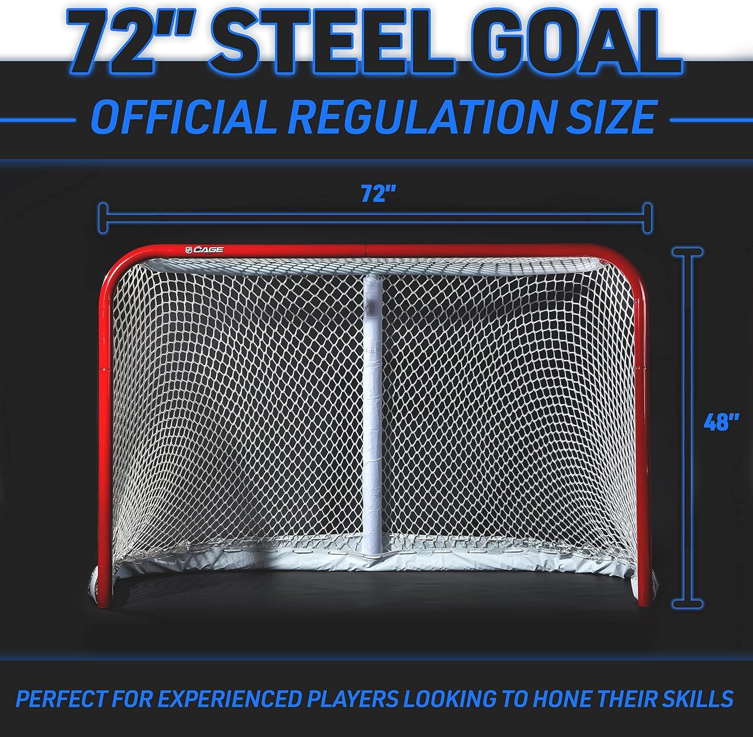 imageFranklin Sports NHL Ice Street Hockey Goal The Cage Official Size Premium Steel Hockey Net Regulation Goal with 175quot Steel Pipes 72 x 48 Inch