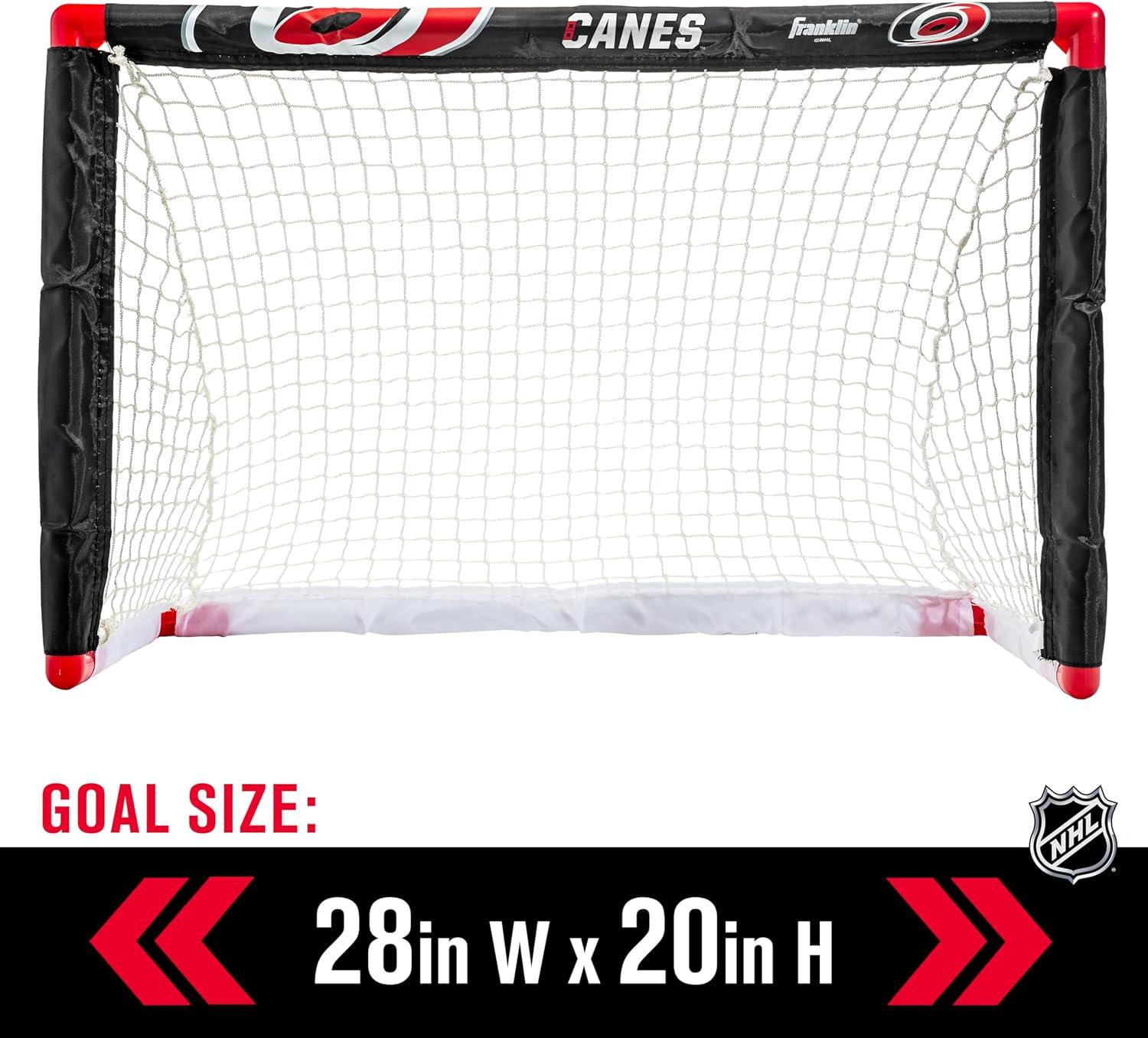 imageFranklin Sports NHL Mini Hockey Set Kids Indoor Knee Hockey Goal Ball 2 Stick Combo Youth Team Indoor Toy Set Official Ages 3Carolina Hurricanes