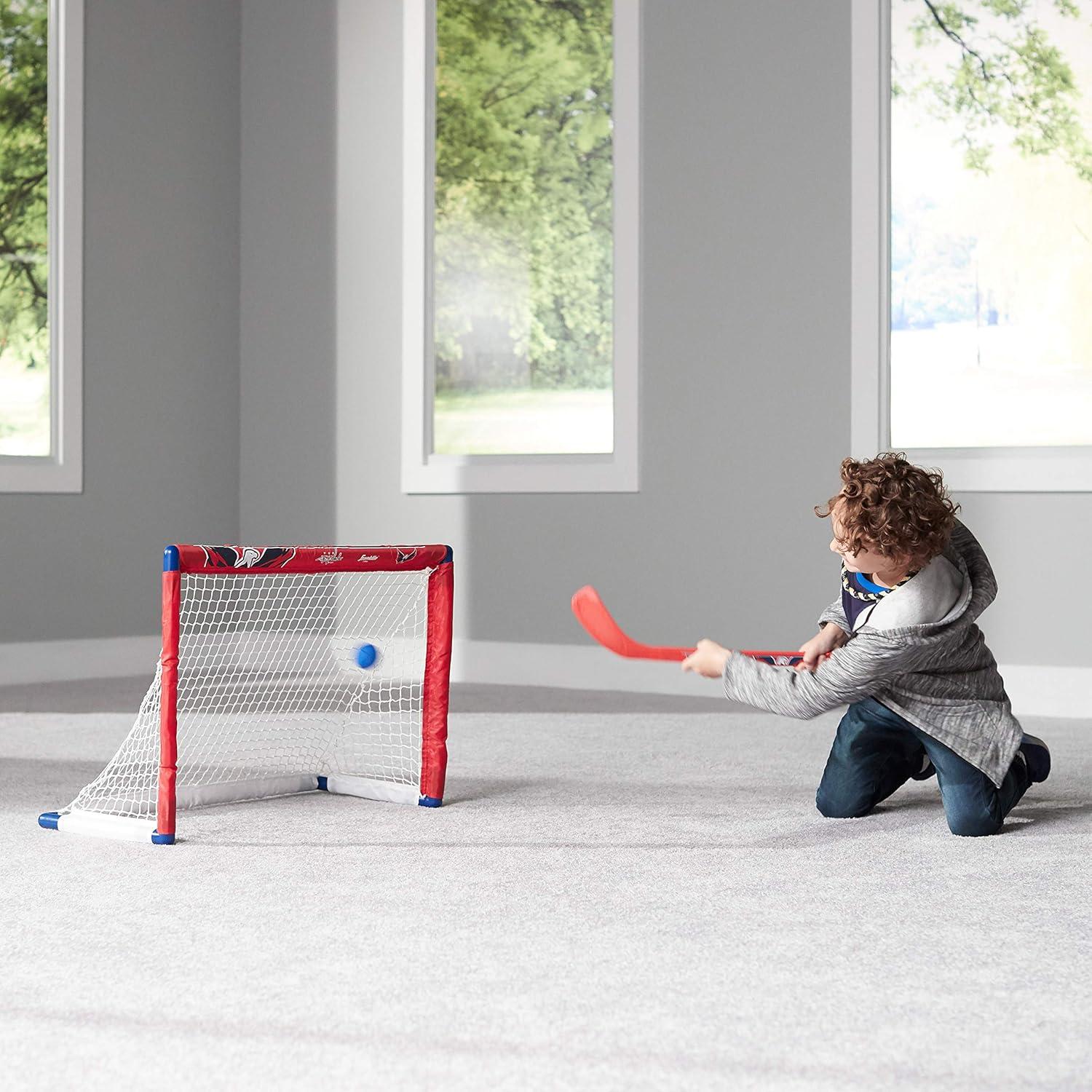 imageFranklin Sports NHL Mini Hockey Set Kids Indoor Knee Hockey Goal Ball 2 Stick Combo Youth Team Indoor Toy Set Official Ages 3Washington Capitals