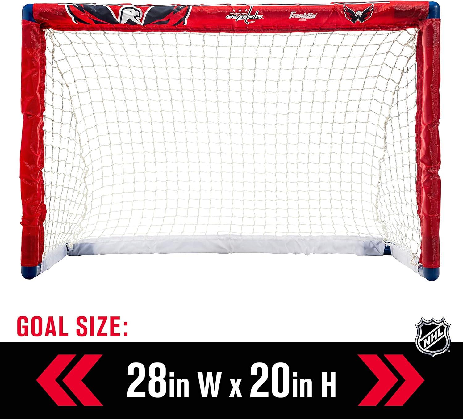 imageFranklin Sports NHL Mini Hockey Set Kids Indoor Knee Hockey Goal Ball 2 Stick Combo Youth Team Indoor Toy Set Official Ages 3Washington Capitals