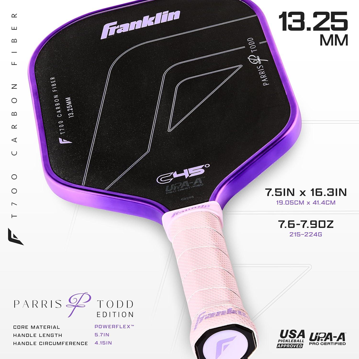 imageFranklin Sports PRO Pickleball Paddles C45 Carbon Fiber Series Official USAP UPA Approved Pro Player DesignLilac