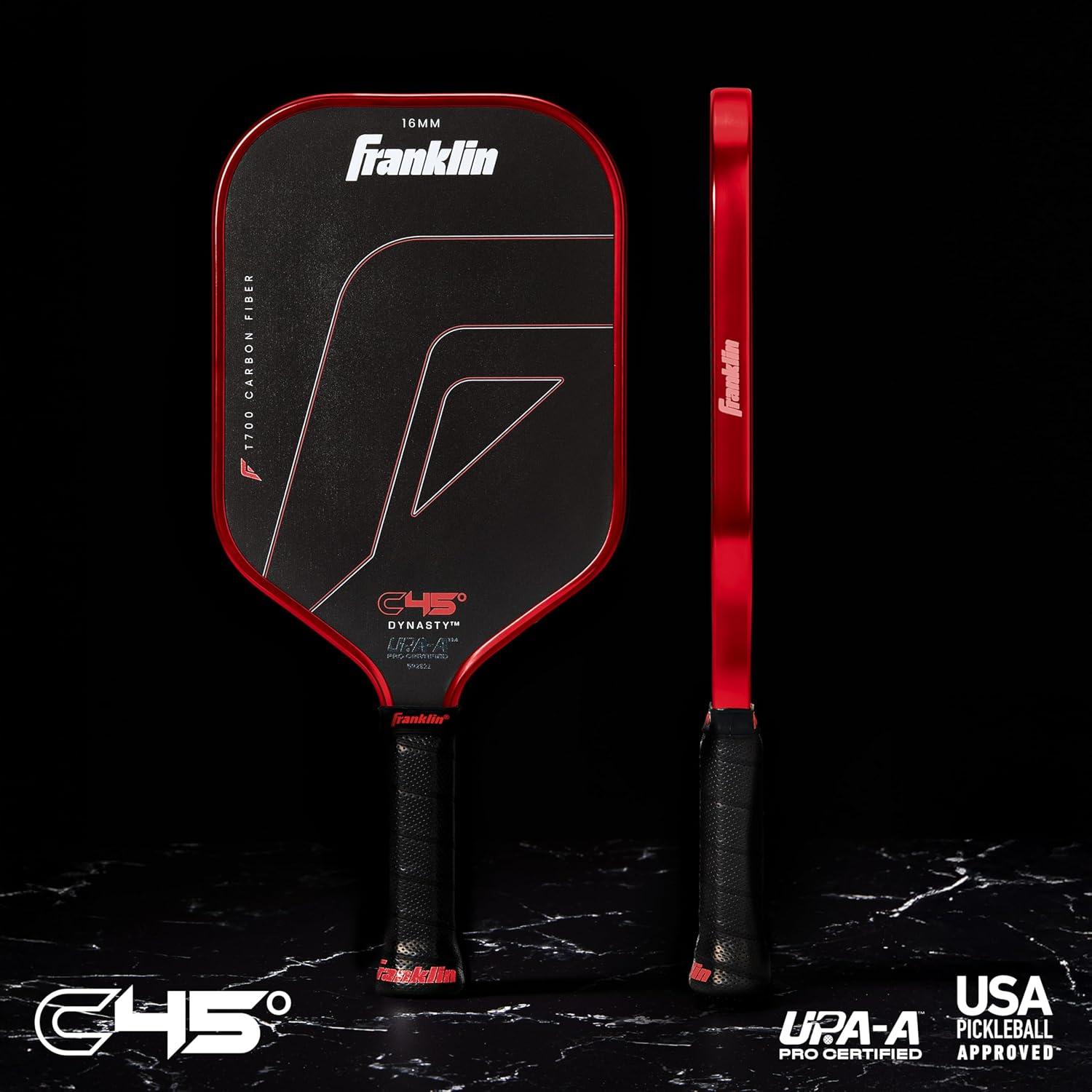 imageFranklin Sports PRO Pickleball Paddles C45 Carbon Fiber Series Official USAP UPA Approved Pro Player DesignRed