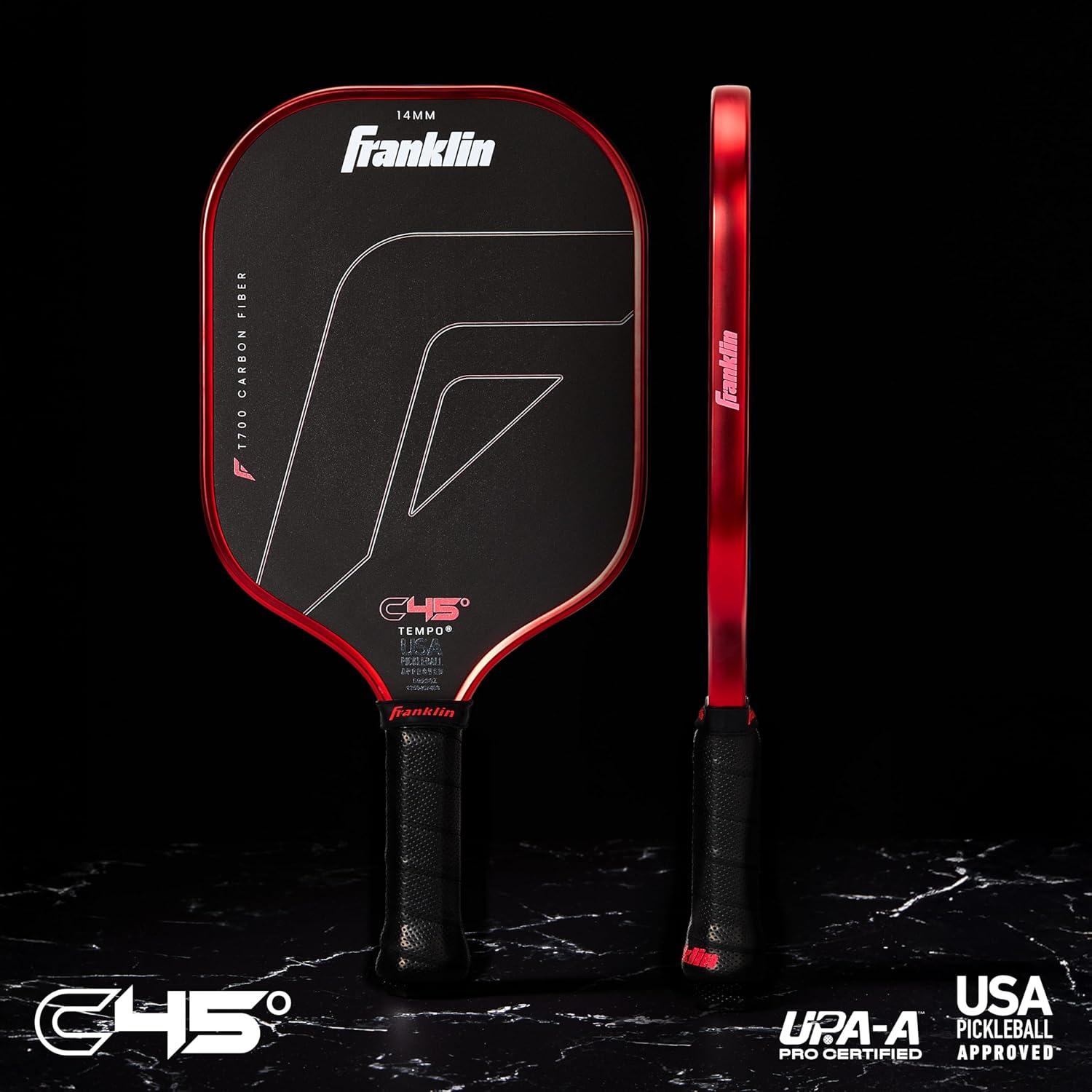 imageFranklin Sports PRO Pickleball Paddles C45 Carbon Fiber Series Official USAP UPA Approved Pro Player DesignRed