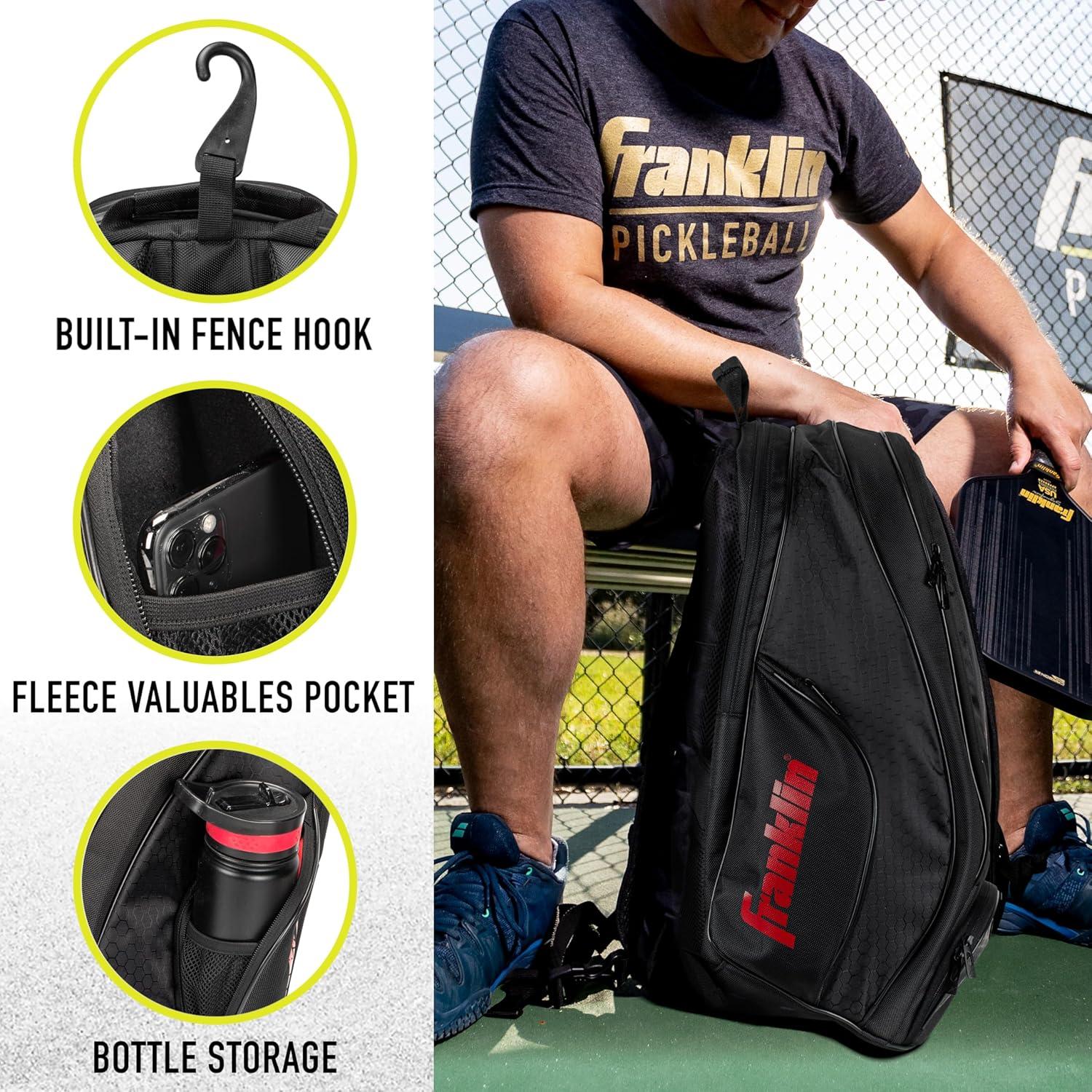imageFranklin Sports Pickleball Bags Deluxe Competition Pro Pickleball Backpack for Gear Equipment Pickleball Bag for Men Women Holds Paddles Pickleballs Accessories Elite Nylon Fabric