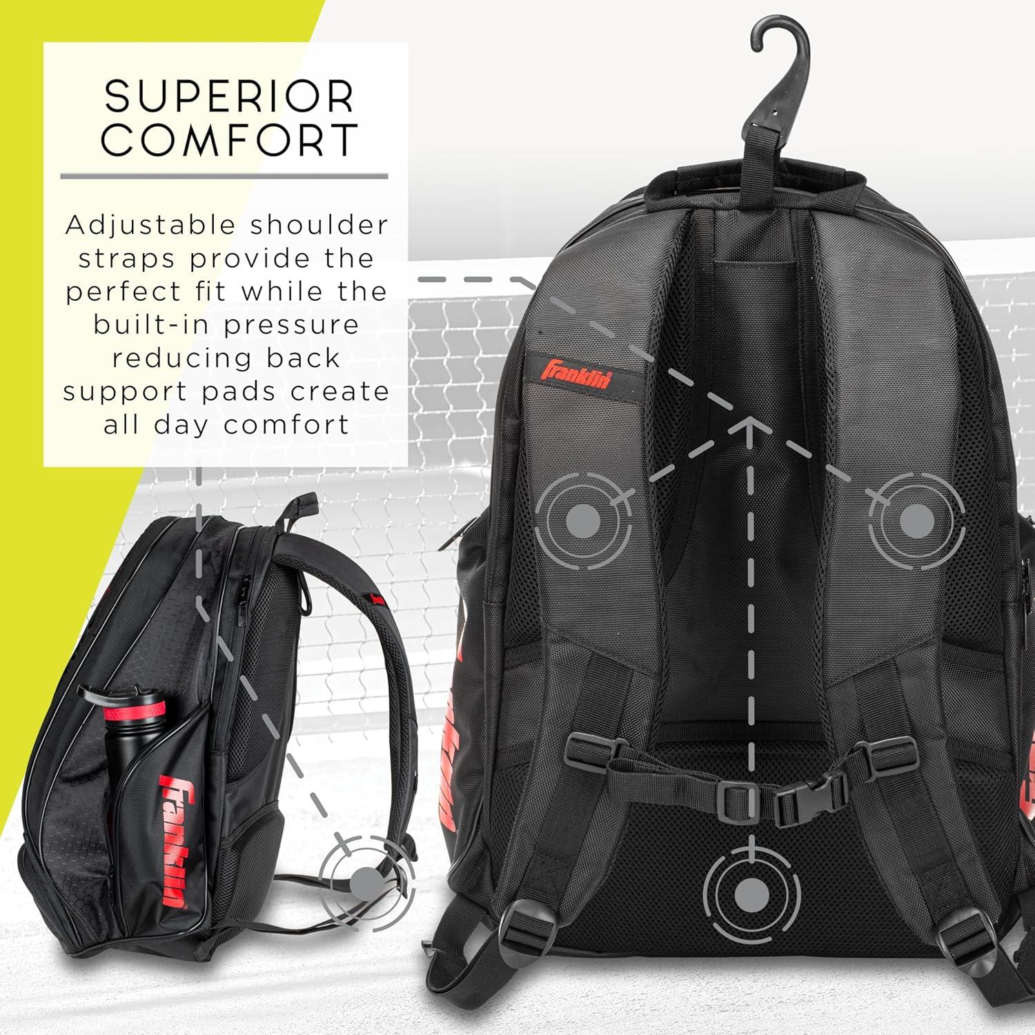 imageFranklin Sports Pickleball Bags Deluxe Competition Pro Pickleball Backpack for Gear Equipment Pickleball Bag for Men Women Holds Paddles Pickleballs Accessories Elite Nylon Fabric