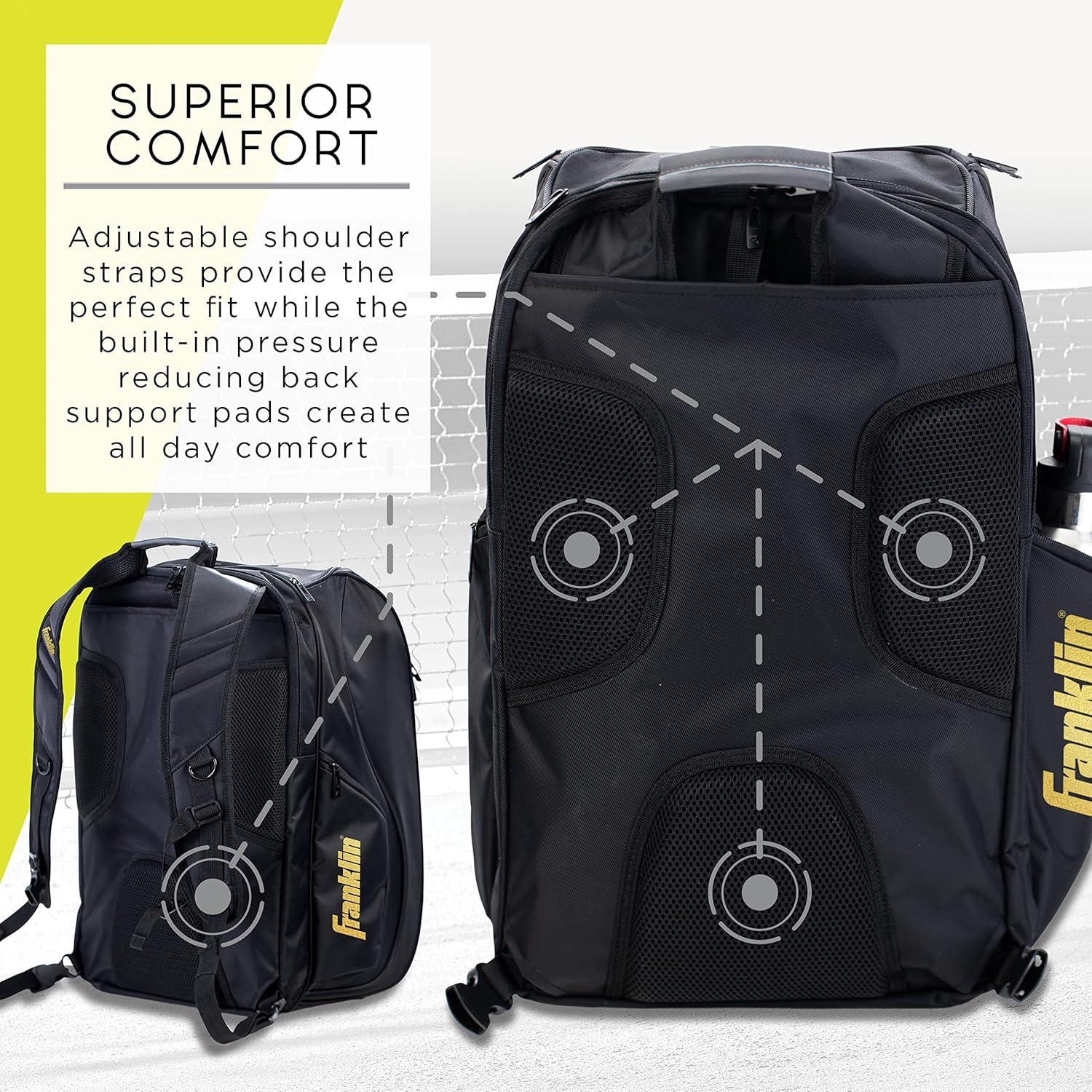 imageFranklin Sports Pickleball Bags Sling Bag Duffle Bag Backpack for Paddles Pickleballs Accessories Elite Nylon Fabric Pickleball Equipment Bag for Men Women BlackElite Hybrid Backpack