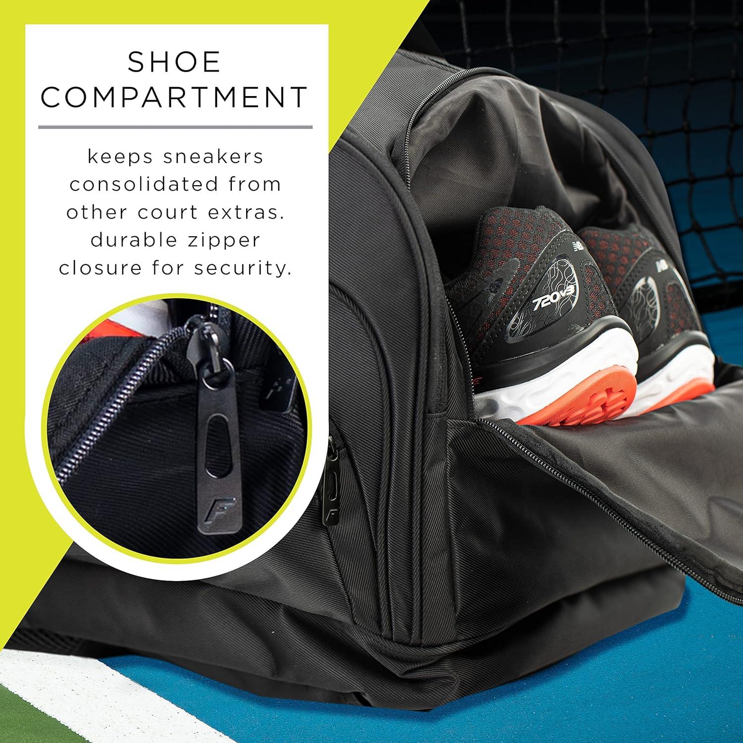 imageFranklin Sports Pickleball Bags Sling Bag Duffle Bag Backpack for Paddles Pickleballs Accessories Elite Nylon Fabric Pickleball Equipment Bag for Men Women BlackElite Hybrid Backpack