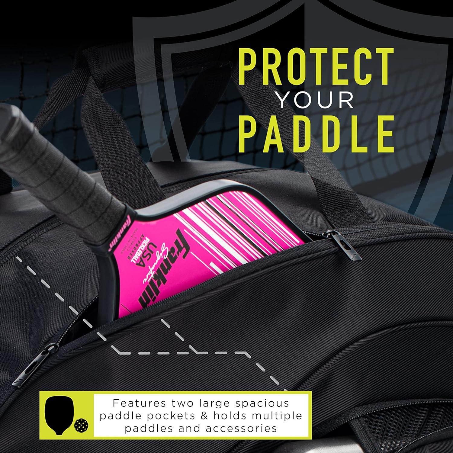 imageFranklin Sports Pickleball Bags Sling Bag Duffle Bag Backpack for Paddles Pickleballs Accessories Elite Nylon Fabric Pickleball Equipment Bag for Men Women BlackElite Hybrid Backpack