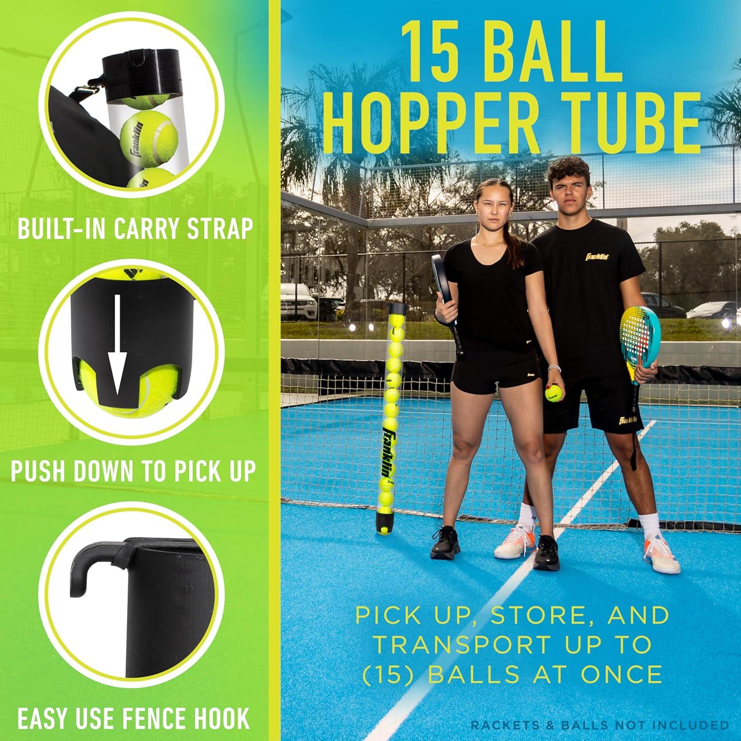 imageFranklin Sports Pickleball Tennis Padel Ball Hopper Tubes 15 TennisPadel Ball 13 Pickleball Picker Upper Tubes Quick Pickup Storage Balls Not IncludedTennis and Padel