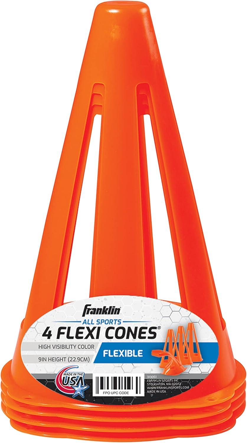 imageFranklin Sports Plastic Soccer Cones Mini Sports Cones for Drills Practice Flexible Orange Goal Cones for Training Games 9 InchesCone