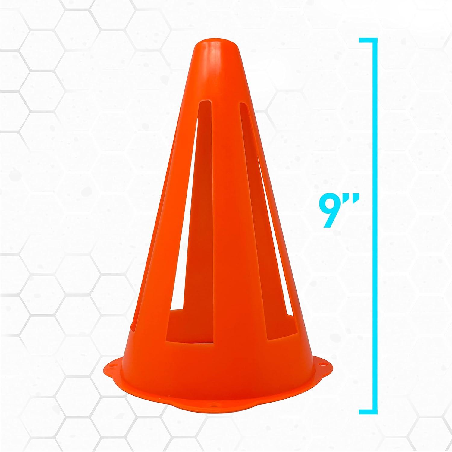 imageFranklin Sports Plastic Soccer Cones Mini Sports Cones for Drills Practice Flexible Orange Goal Cones for Training Games 9 InchesCone