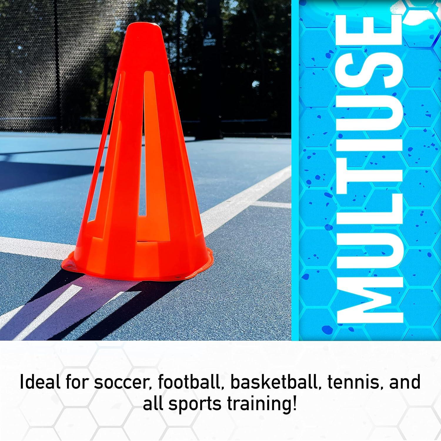 imageFranklin Sports Plastic Soccer Cones Mini Sports Cones for Drills Practice Flexible Orange Goal Cones for Training Games 9 InchesCone