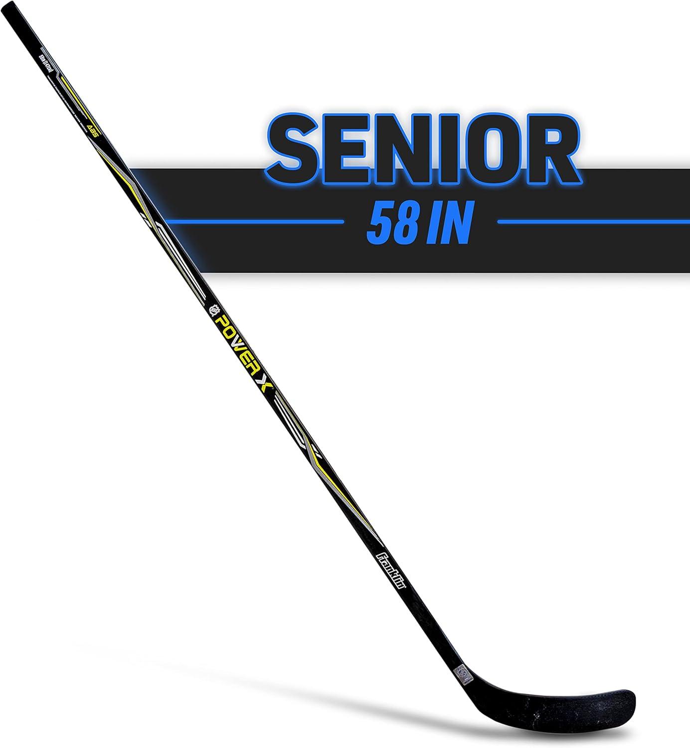 imageFranklin Sports Street Hockey Sticks Ambush Junior Street Hockey Stick Wood and Fiberglass Shaft ABS Blade One Piece Stick 46quot 52quot 58quotBlackYellow Power