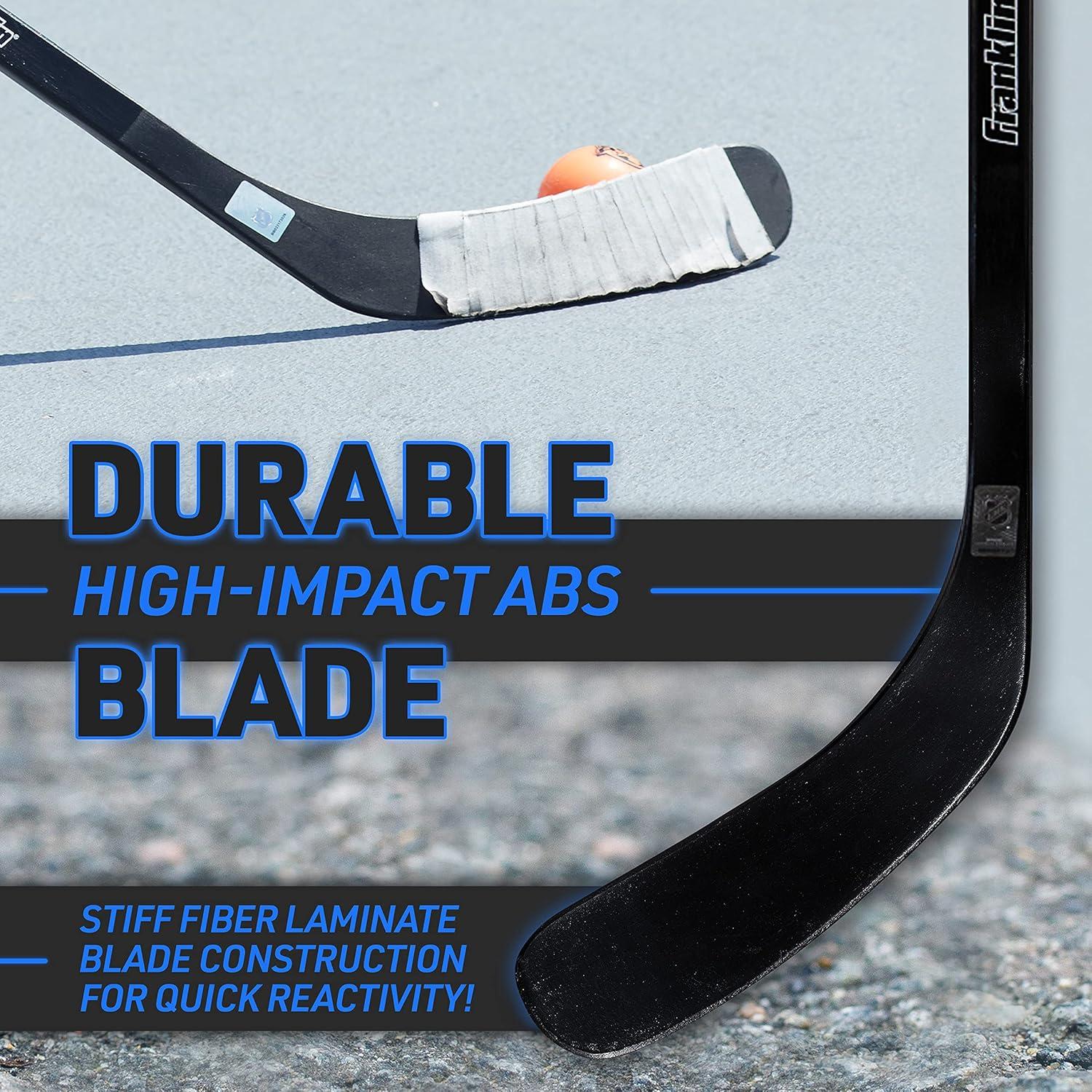 imageFranklin Sports Street Hockey Sticks Ambush Junior Street Hockey Stick Wood and Fiberglass Shaft ABS Blade One Piece Stick 46quot 52quot 58quotBlackYellow Power