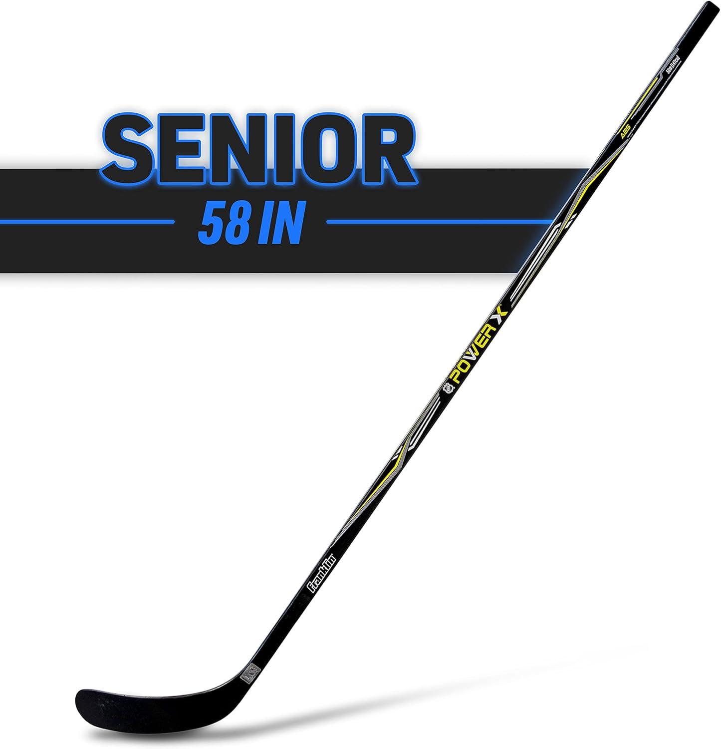 imageFranklin Sports Street Hockey Sticks Ambush Junior Street Hockey Stick Wood and Fiberglass Shaft ABS Blade One Piece Stick 46quot 52quot 58quotBlackYellow Power