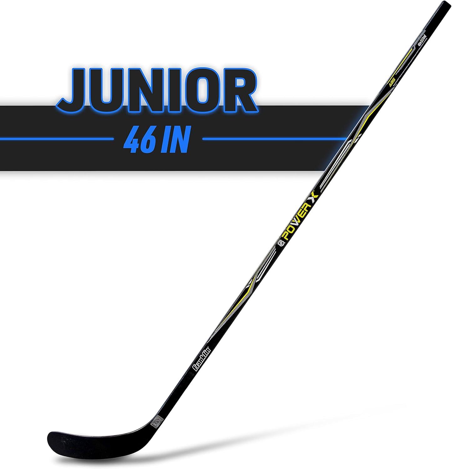 imageFranklin Sports Street Hockey Sticks Ambush Junior Street Hockey Stick Wood and Fiberglass Shaft ABS Blade One Piece Stick 46quot 52quot 58quotBlackYellow Power