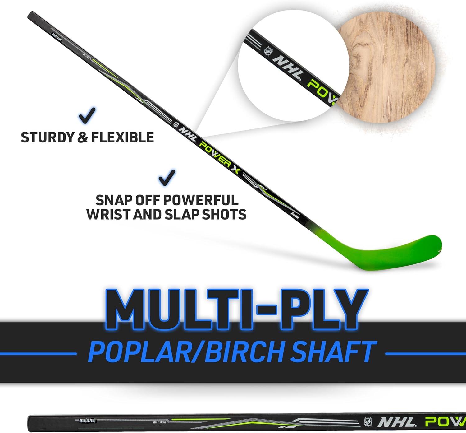 imageFranklin Sports Street Hockey Sticks Ambush Junior Street Hockey Stick Wood and Fiberglass Shaft ABS Blade One Piece Stick 46quot 52quot 58quotBlackGreen Power