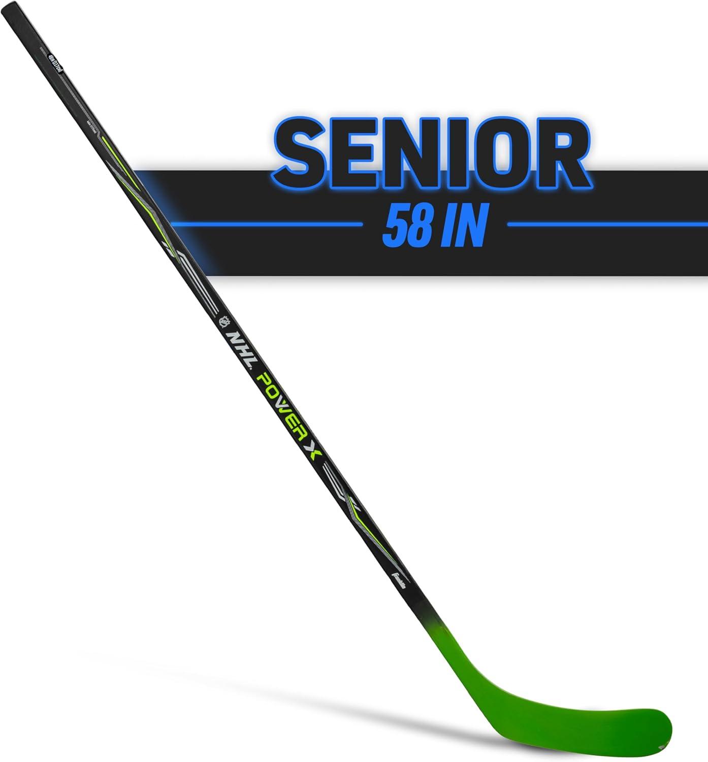 imageFranklin Sports Street Hockey Sticks Ambush Junior Street Hockey Stick Wood and Fiberglass Shaft ABS Blade One Piece Stick 46quot 52quot 58quotBlackGreen Power