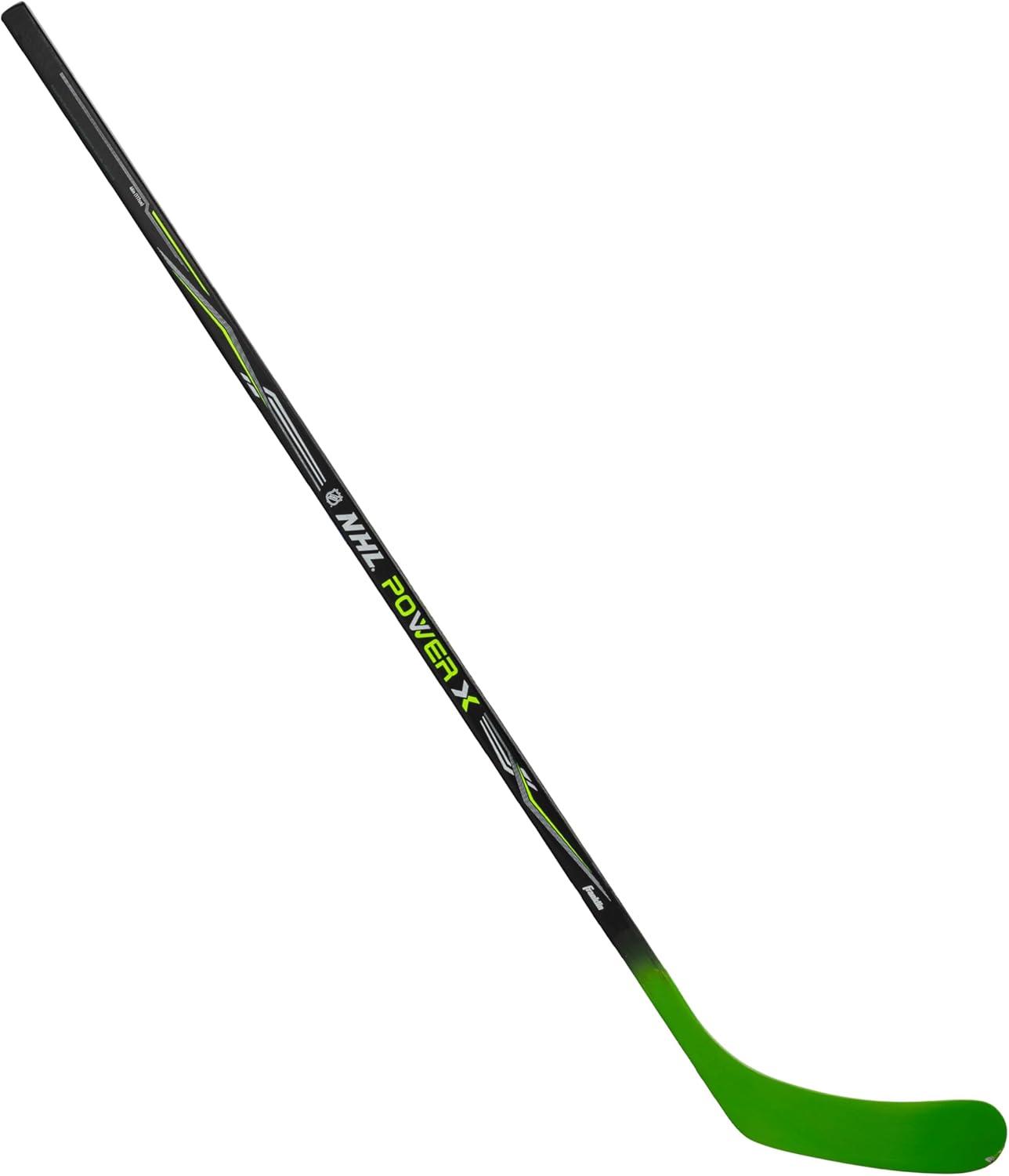 imageFranklin Sports Street Hockey Sticks Ambush Junior Street Hockey Stick Wood and Fiberglass Shaft ABS Blade One Piece Stick 46quot 52quot 58quotBlackGreen Power