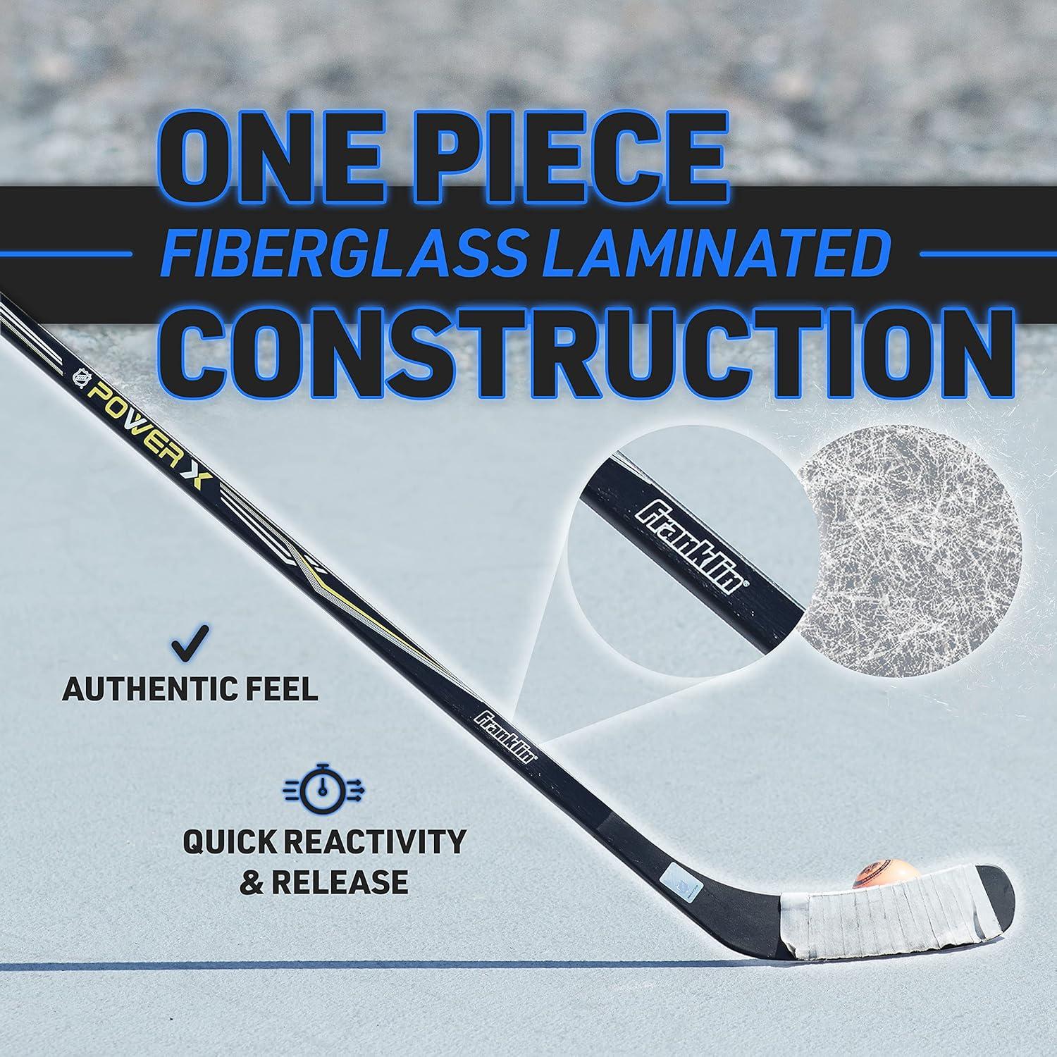 imageFranklin Sports Street Hockey Sticks Ambush Junior Street Hockey Stick Wood and Fiberglass Shaft ABS Blade One Piece Stick 46quot 52quot 58quotBlackYellow Power