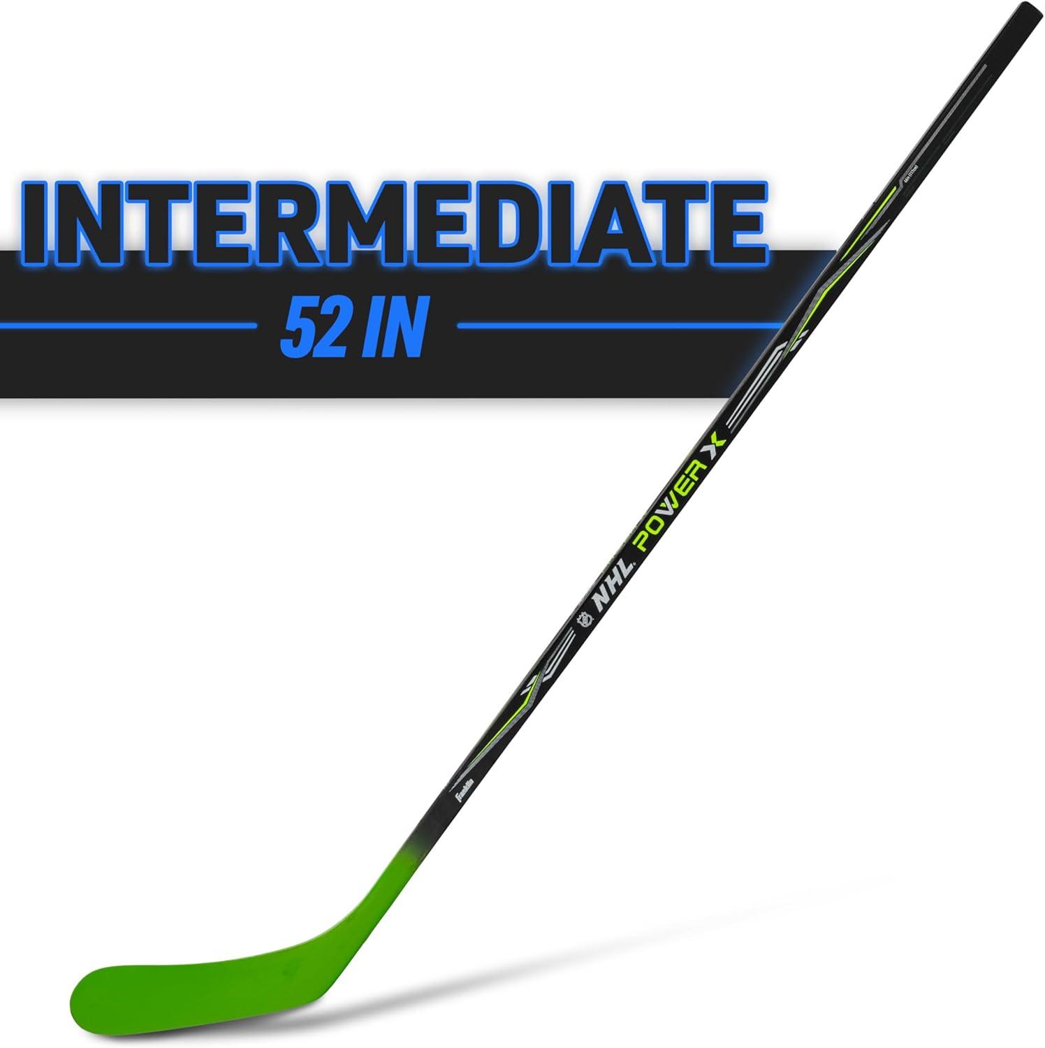 imageFranklin Sports Street Hockey Sticks Ambush Junior Street Hockey Stick Wood and Fiberglass Shaft ABS Blade One Piece Stick 46quot 52quot 58quotBlackGreen Power