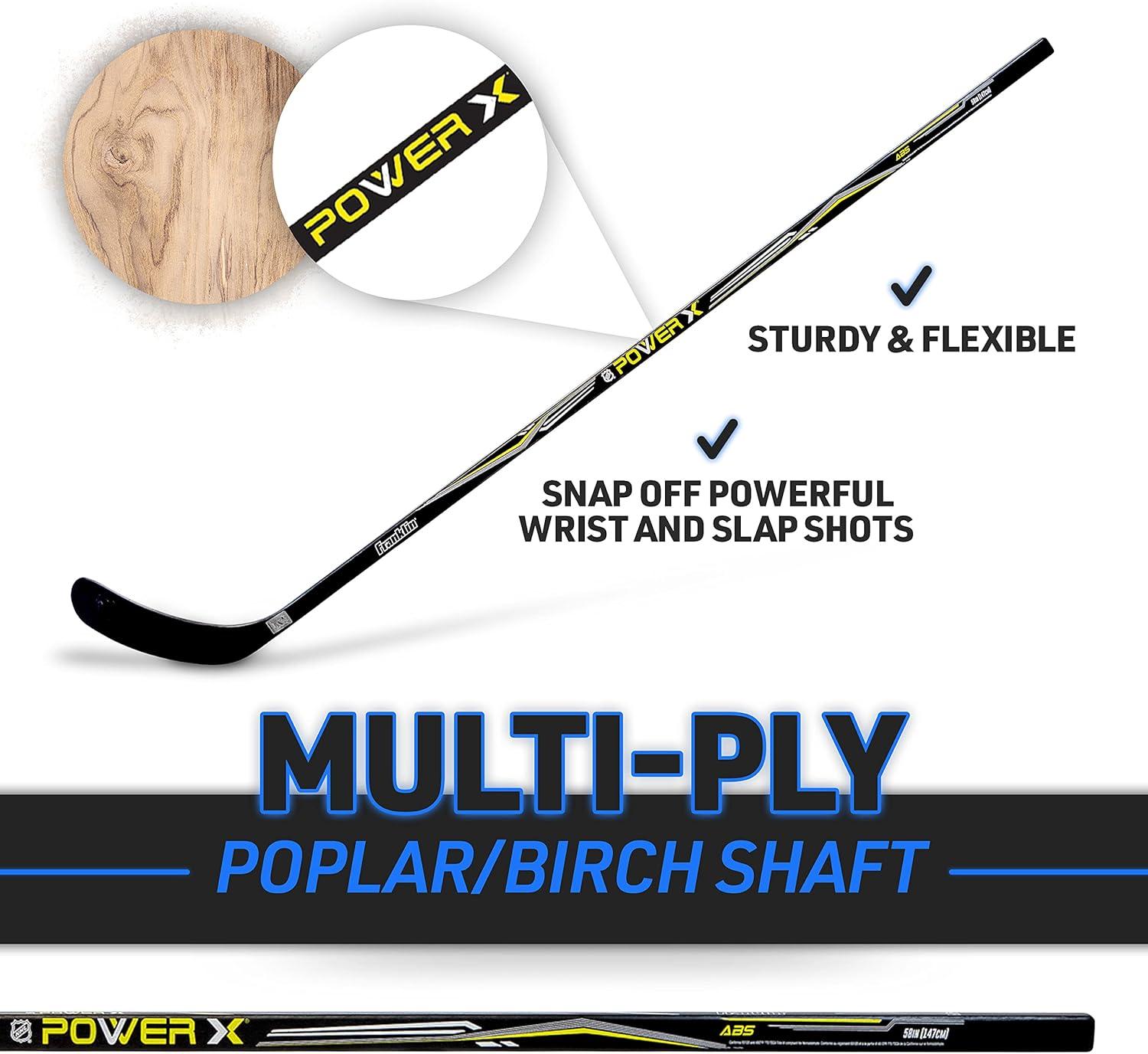 imageFranklin Sports Street Hockey Sticks Ambush Junior Street Hockey Stick Wood and Fiberglass Shaft ABS Blade One Piece Stick 46quot 52quot 58quotBlackYellow Power