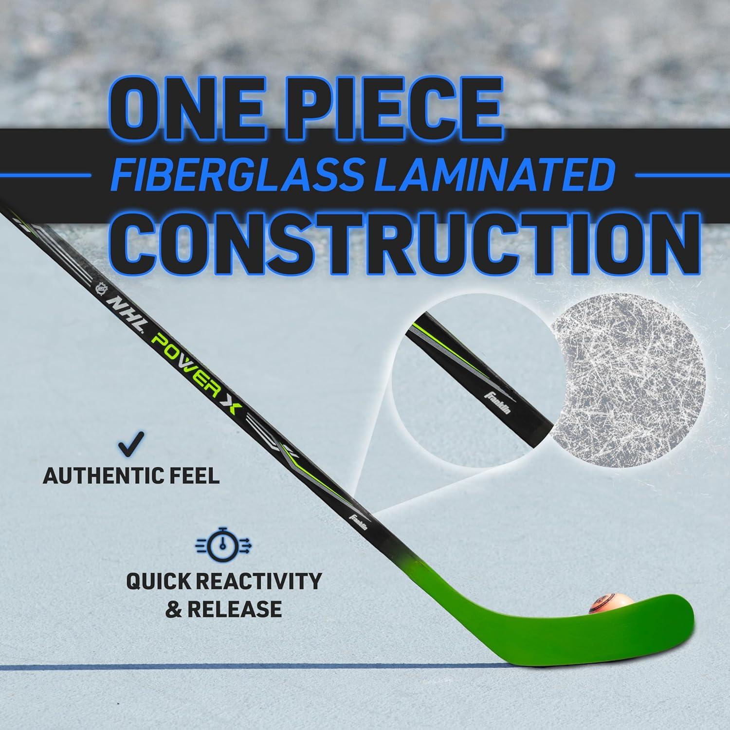 imageFranklin Sports Street Hockey Sticks Ambush Junior Street Hockey Stick Wood and Fiberglass Shaft ABS Blade One Piece Stick 46quot 52quot 58quotBlackGreen Power