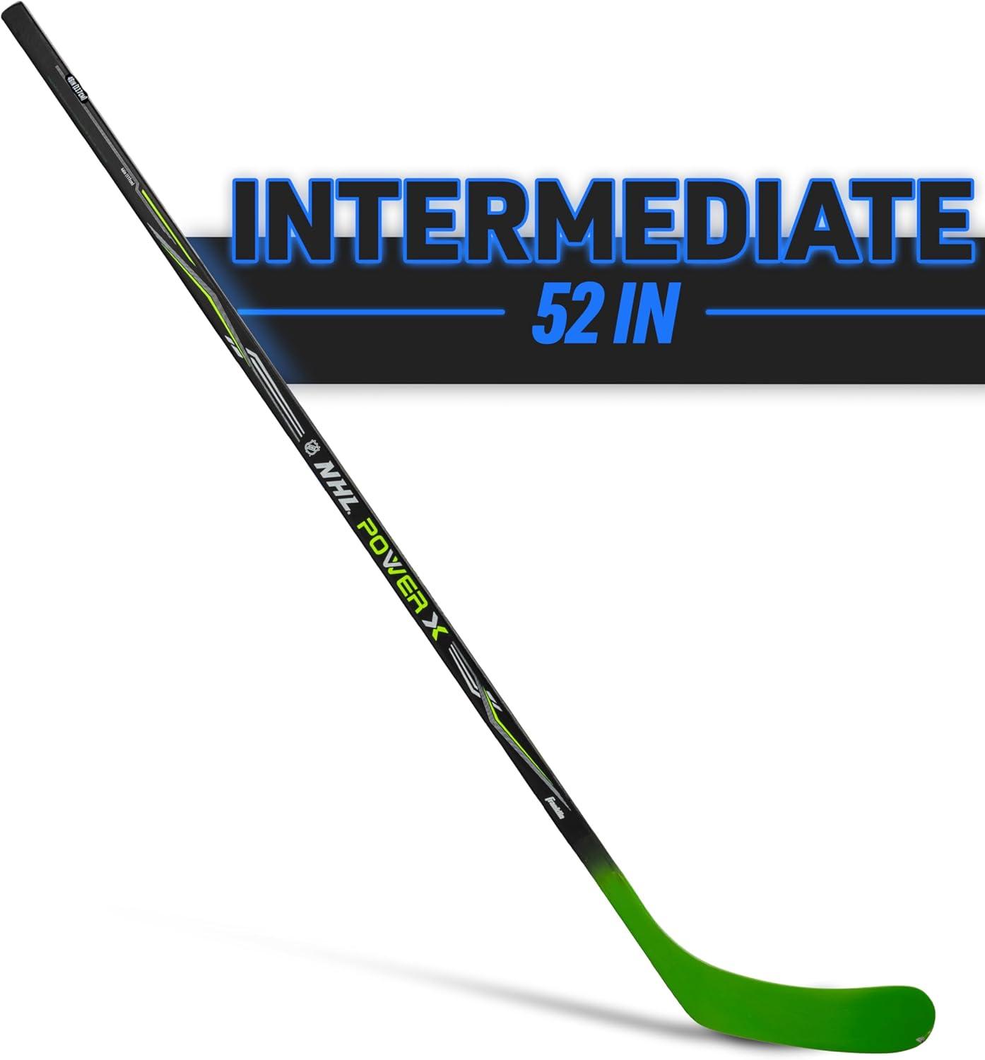 imageFranklin Sports Street Hockey Sticks Ambush Junior Street Hockey Stick Wood and Fiberglass Shaft ABS Blade One Piece Stick 46quot 52quot 58quotBlackGreen Power