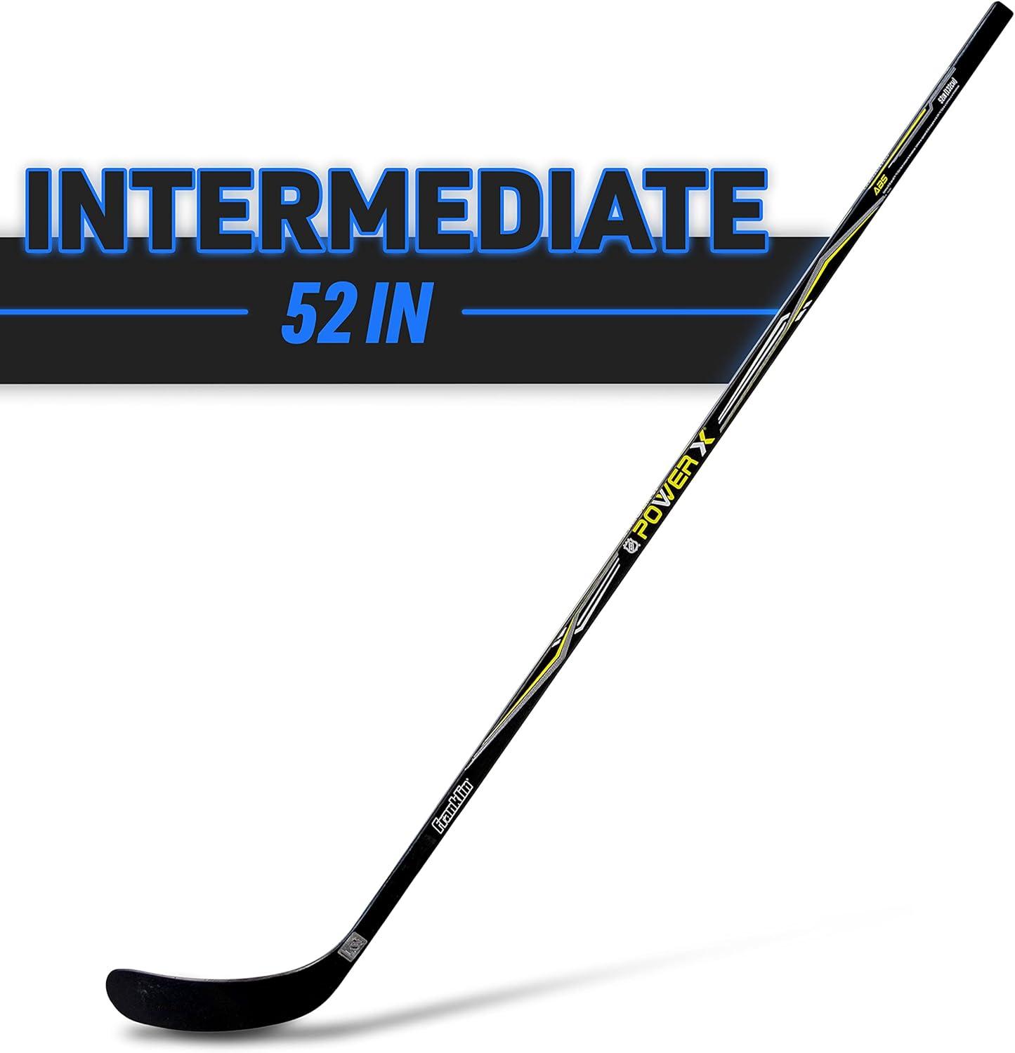 imageFranklin Sports Street Hockey Sticks Ambush Junior Street Hockey Stick Wood and Fiberglass Shaft ABS Blade One Piece Stick 46quot 52quot 58quotBlackYellow Power