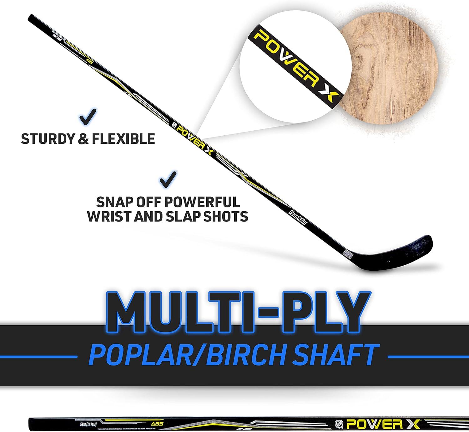 imageFranklin Sports Street Hockey Sticks Ambush Junior Street Hockey Stick Wood and Fiberglass Shaft ABS Blade One Piece Stick 46quot 52quot 58quotBlackYellow Power