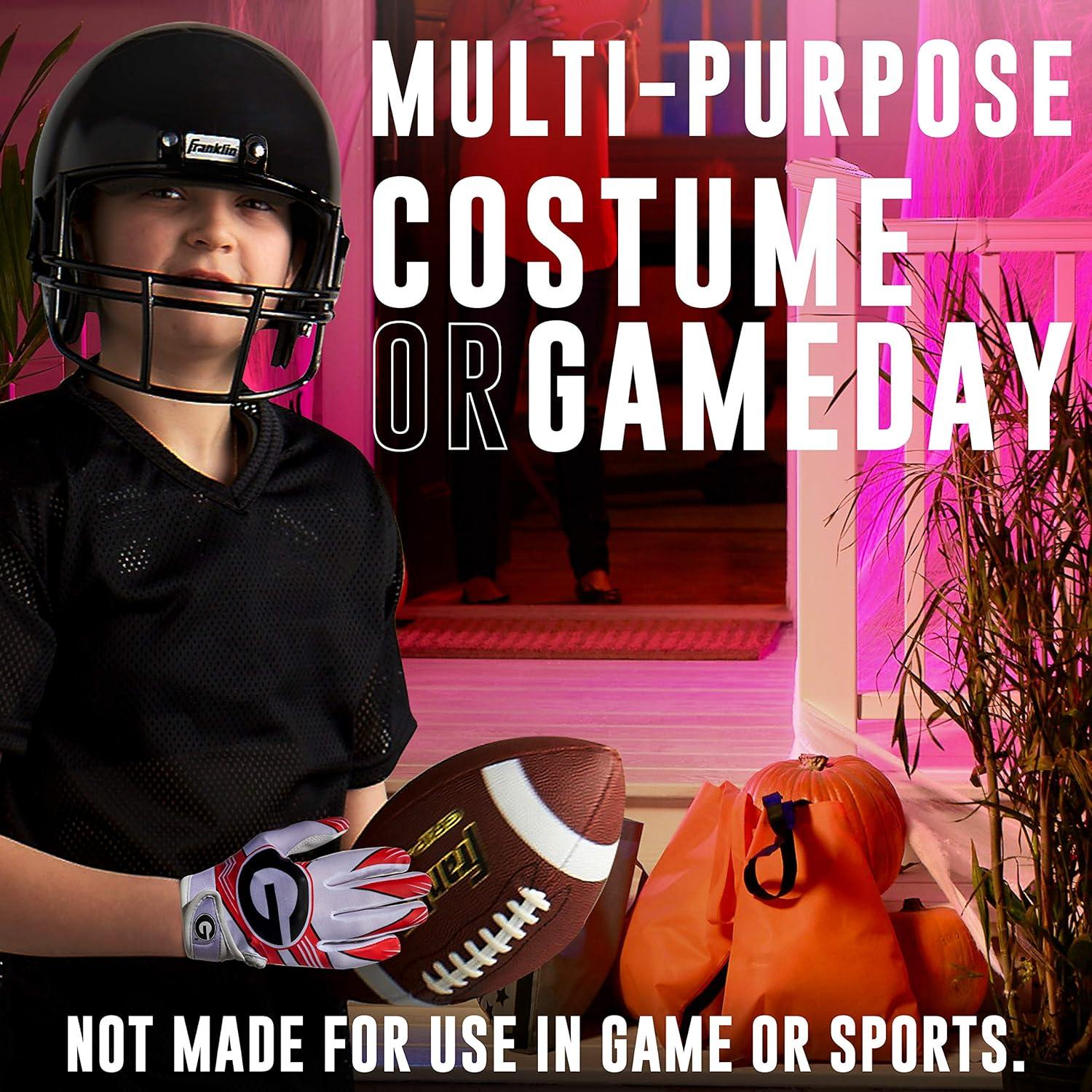 imageFranklin Sports Youth NCAA Football Receiver Gloves Receiver Gloves for Kids NCAA Team Logos and Silicone Palm Youth Pair Great for Games ampamp CostumesGeorgia Bulldogs