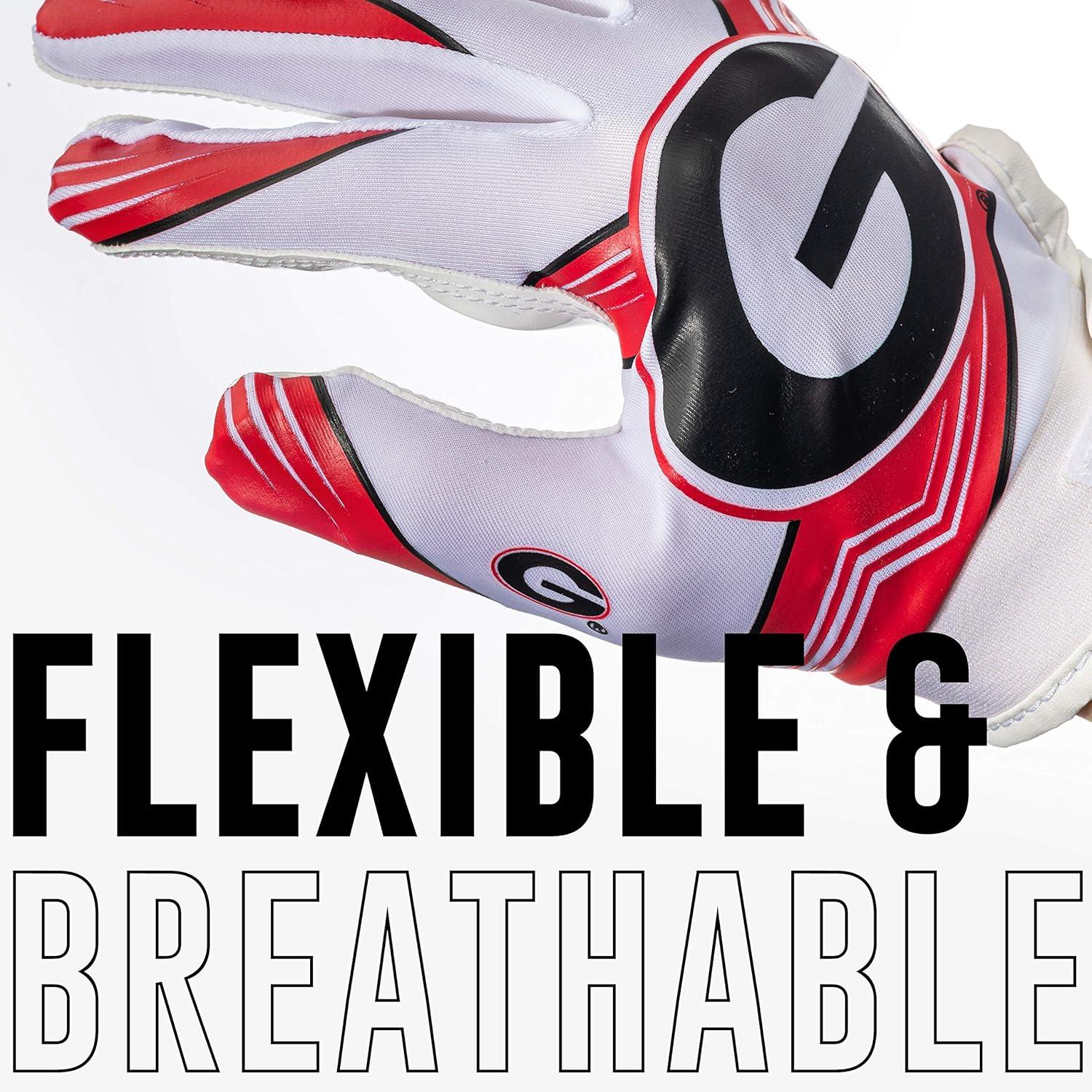 imageFranklin Sports Youth NCAA Football Receiver Gloves Receiver Gloves for Kids NCAA Team Logos and Silicone Palm Youth Pair Great for Games ampamp CostumesGeorgia Bulldogs