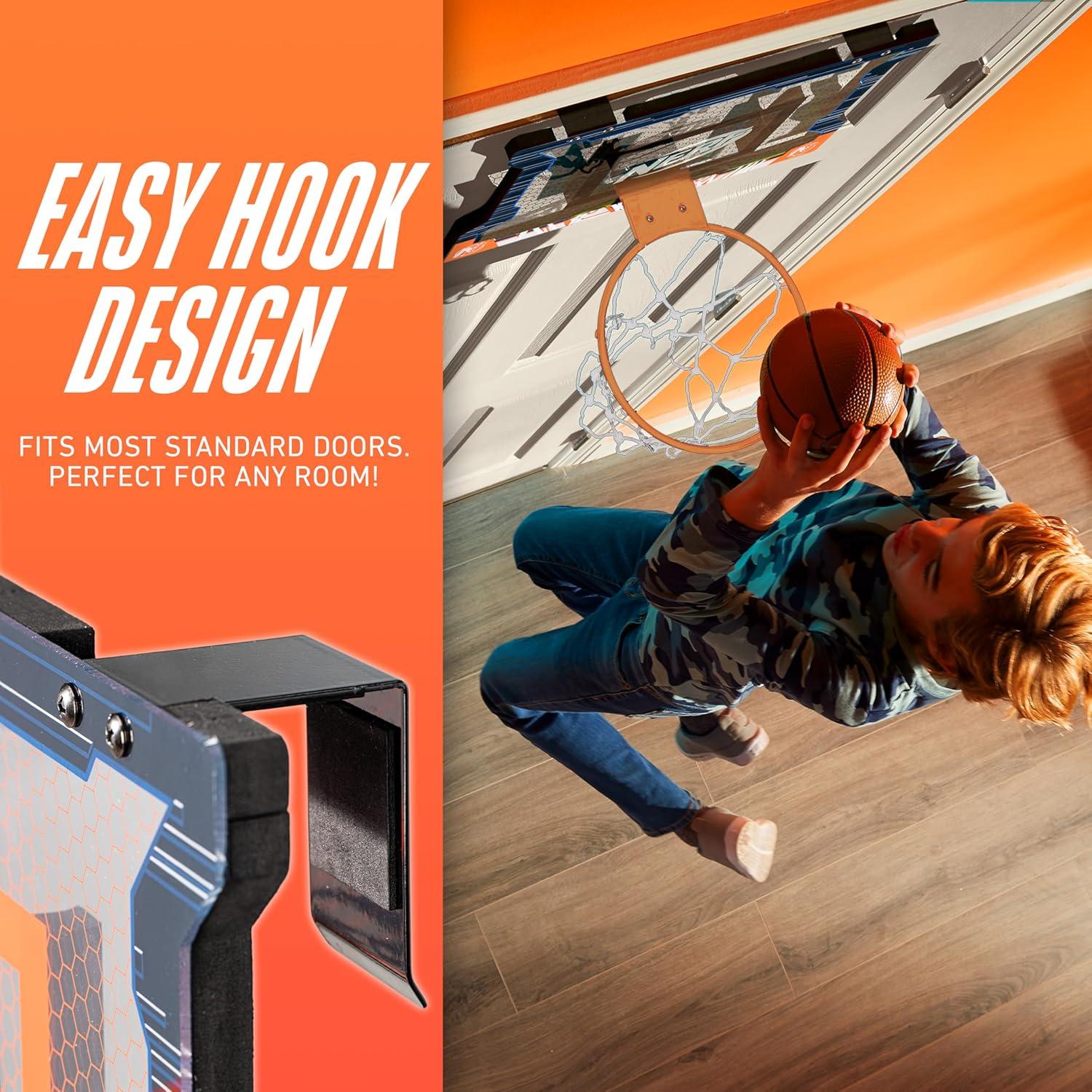 imageNerf Basketball Hoop Set Pro Hoop Mini Hoop Set with Mini Basketball Steel Rim Great for DunkingBlue Mini