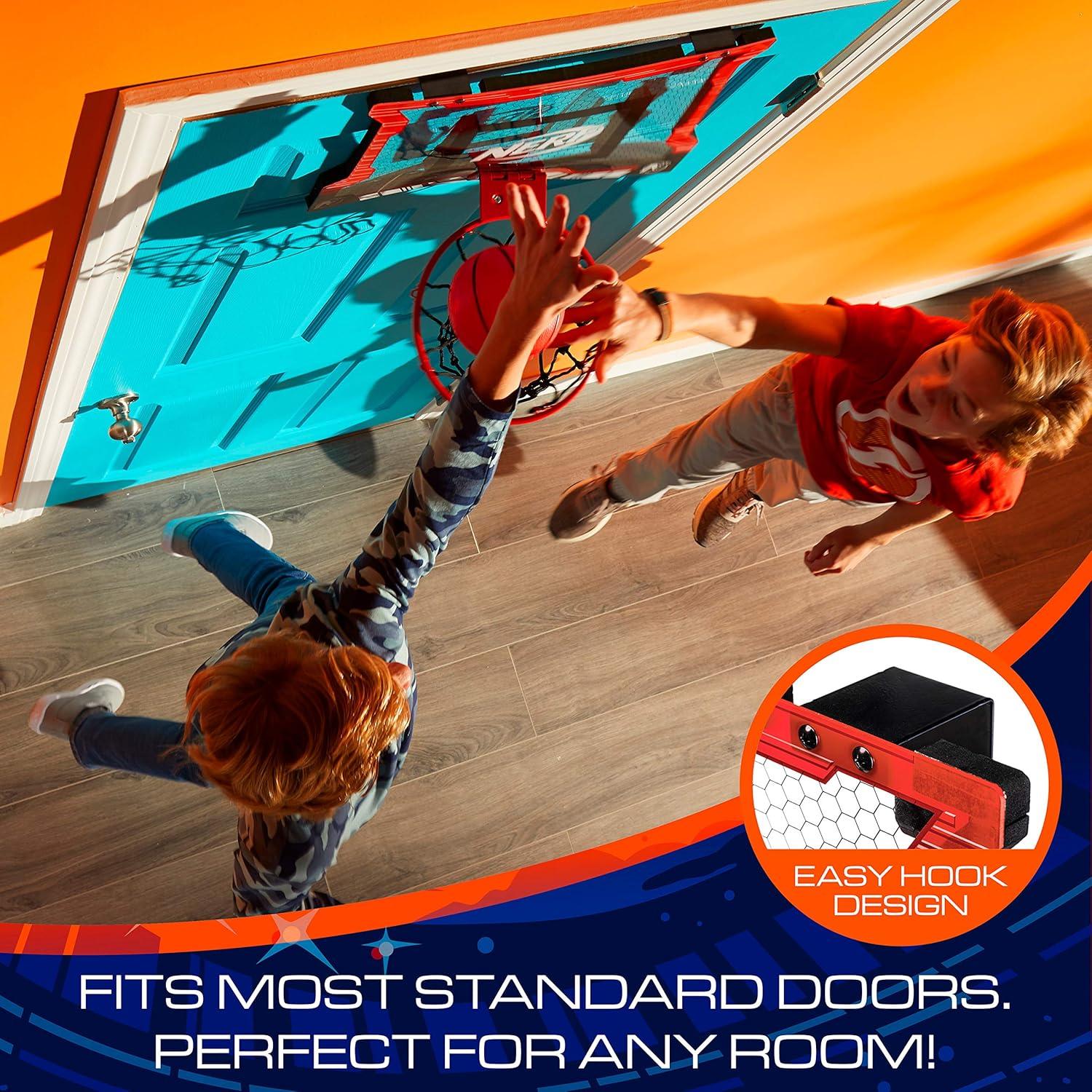 imageNerf Basketball Hoop Set Pro Hoop Mini Hoop Set with Mini Basketball Steel Rim Great for DunkingRed Standard