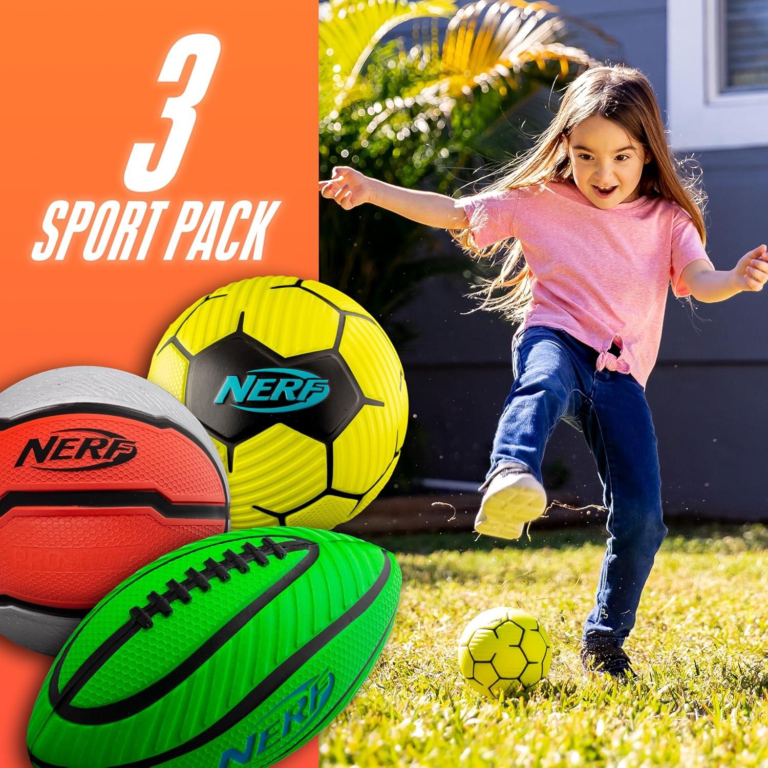 imageNerf Mini Foam Sports Ball Set Foam Football Soccer Ball Basketball Set Soft Foam Sports Set for KidsGreenOrangeYellow