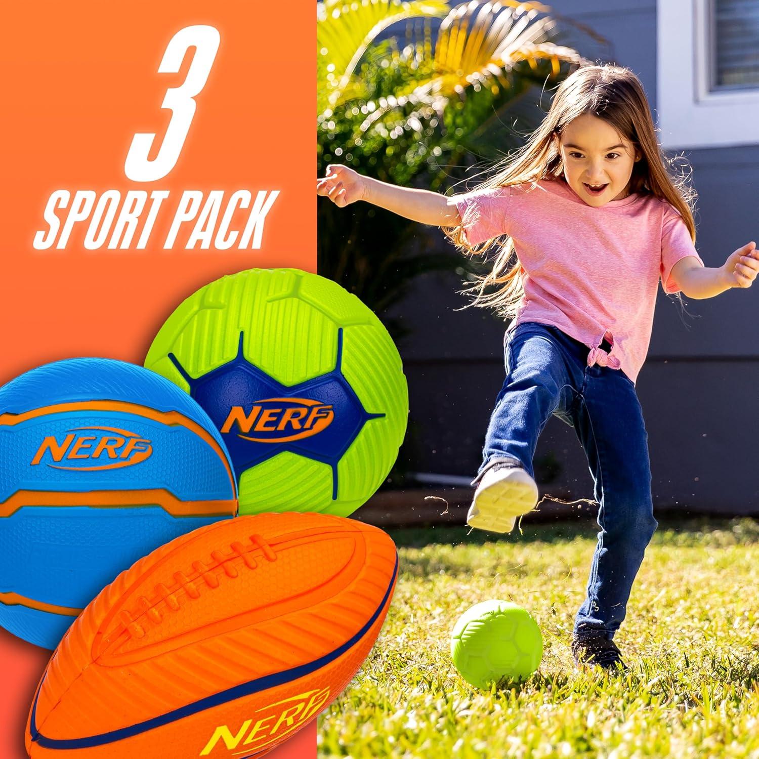 imageNerf Mini Foam Sports Ball Set Foam Football Soccer Ball Basketball Set Soft Foam Sports Set for KidsOrangeGreenBlue