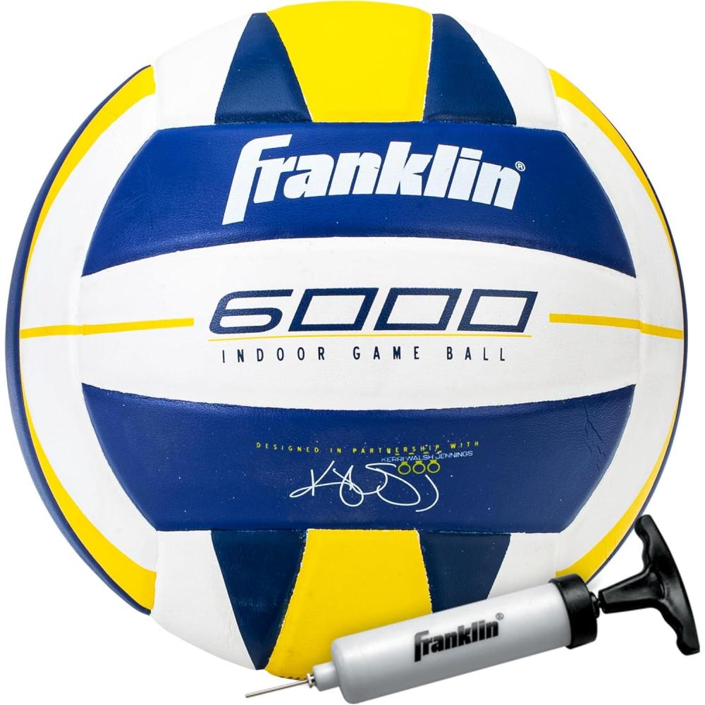 imageFranklin Sports Indoor Training Match Volleyballs Premium 9000 6000 Official Size Adult Youth Volleyballs Composite Cover Indoor Volleyballs for Games Practices Ball Air Pump IncludedTraining Volleyball