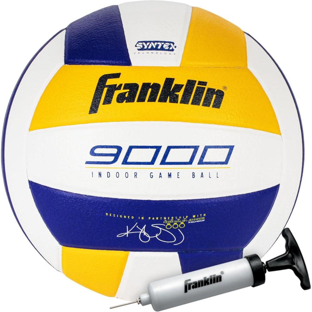imageFranklin Sports Indoor Training  Match Volleyballs  Premium 9000  6000 Official Size Adult  Youth Volleyballs  Composite Cover Indoor Volleyballs for Games  Practices  Ball  Air Pump IncludedPremium Game Volleyball