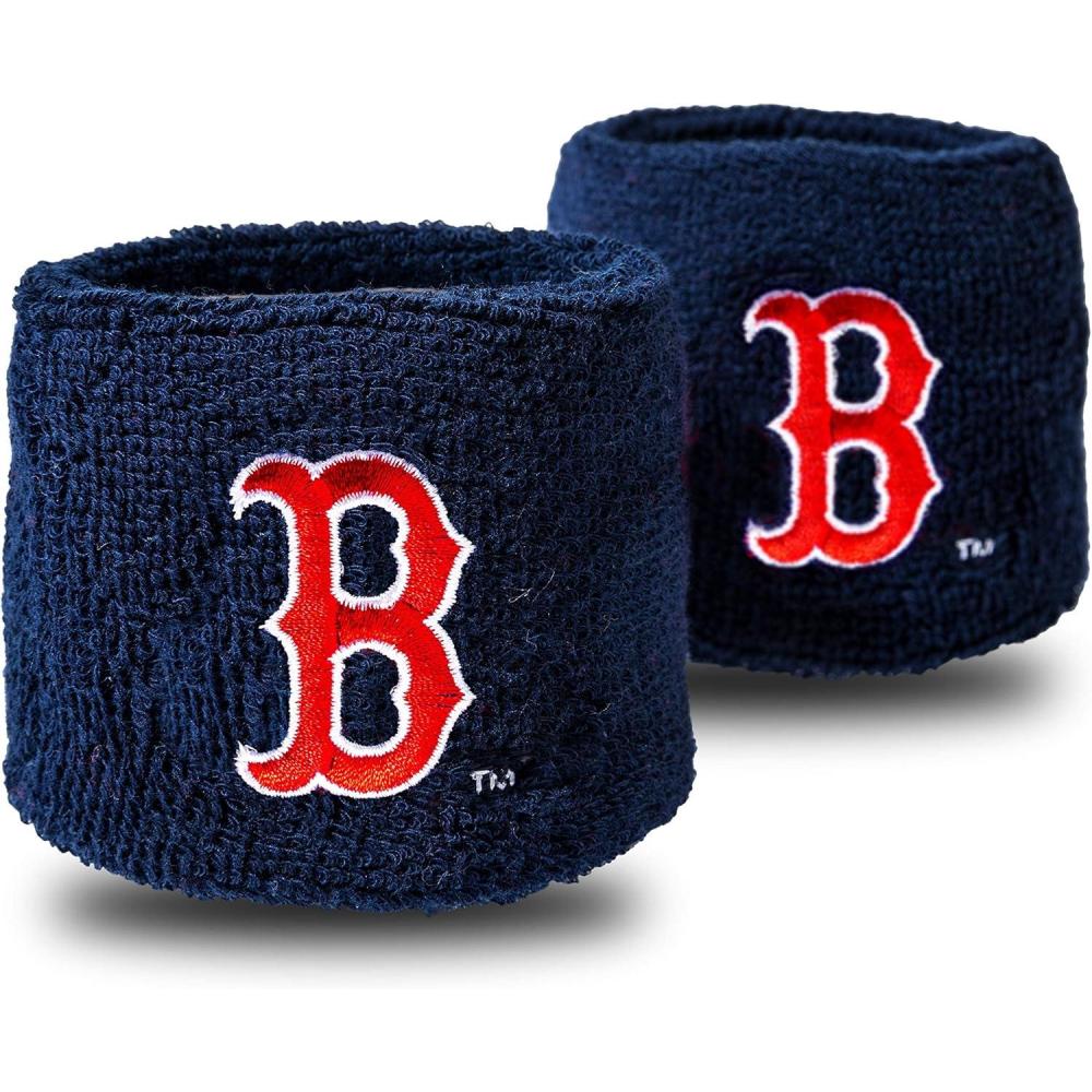 imageFranklin Sports MLB Team Licensed Baseball Wristbands  MLB Team Logo Sweat Wristbands  Great for Costumes  Uniforms  PairBoston Red Sox
