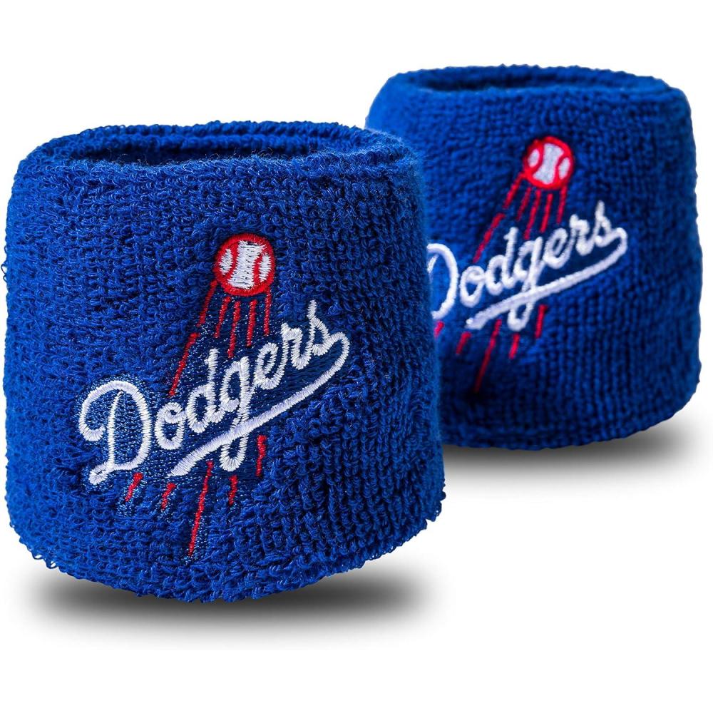 imageFranklin Sports MLB Team Licensed Baseball Wristbands  MLB Team Logo Sweat Wristbands  Great for Costumes  Uniforms  PairLos Angeles Dodgers