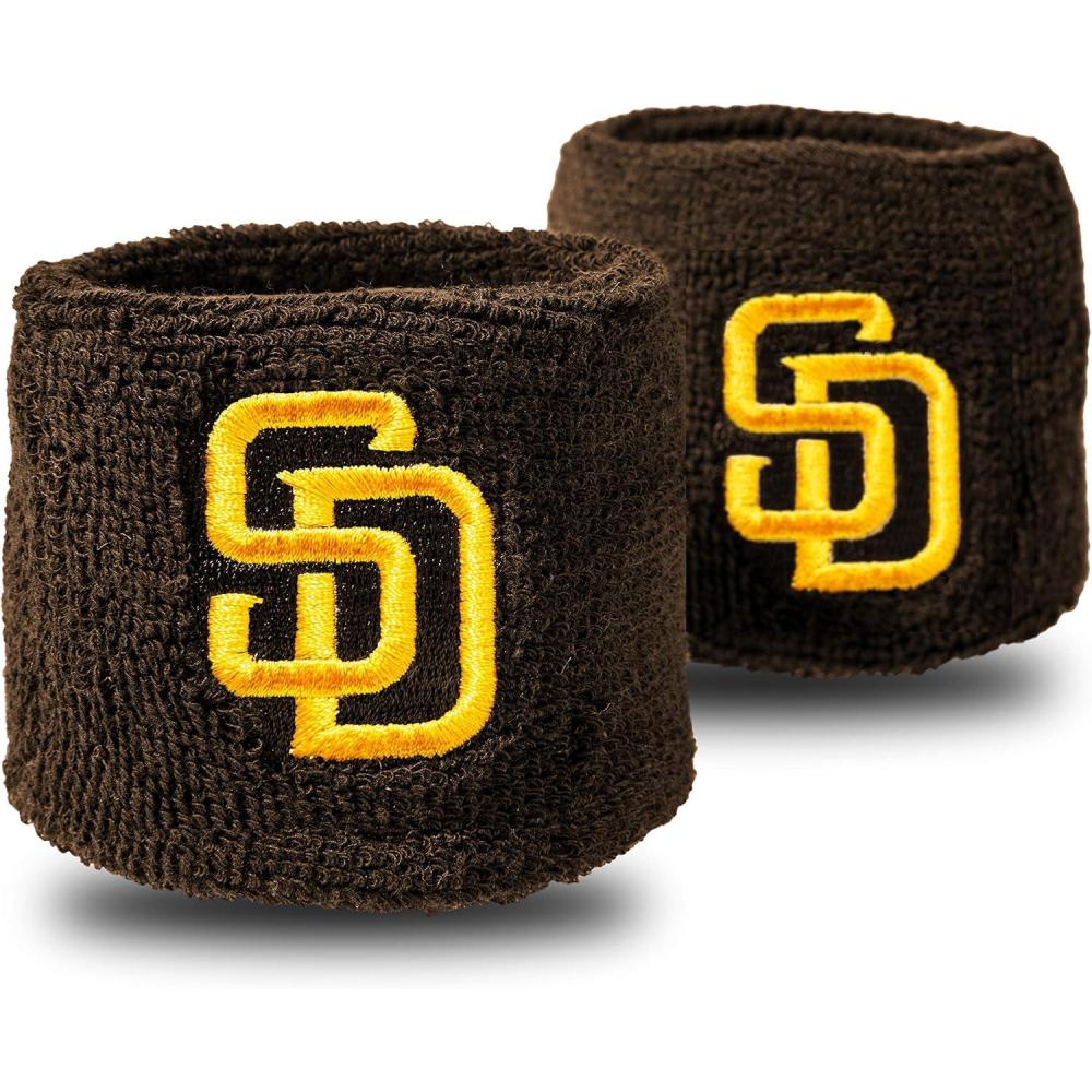 imageFranklin Sports MLB Team Licensed Baseball Wristbands  MLB Team Logo Sweat Wristbands  Great for Costumes  Uniforms  PairSan Diego Padres