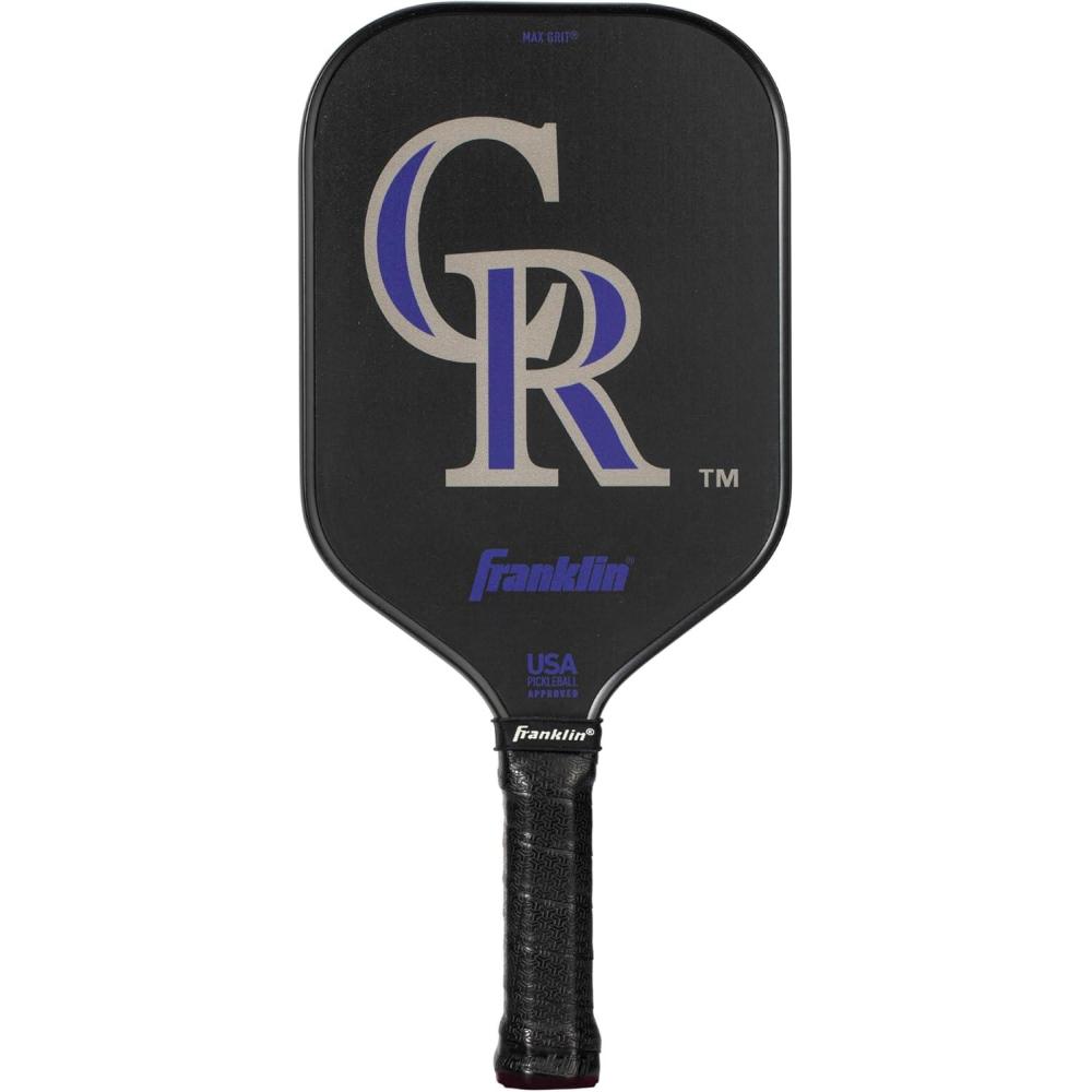 imageFranklin Sports MLB Team Pickleball Paddles  Official MLB Baseball Team Logo  Colors Pickleball Paddles  Signature Series 13MM Pickleball Paddle with MaxGrit  USA Pickleball USAPA ApprovedColorado Rockies