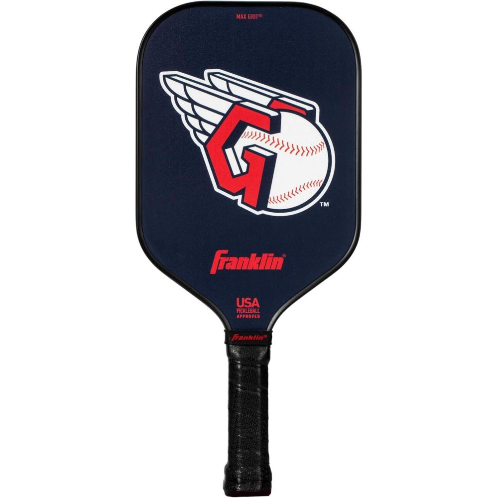 imageFranklin Sports MLB Team Pickleball Paddles  Official MLB Baseball Team Logo  Colors Pickleball Paddles  Signature Series 13MM Pickleball Paddle with MaxGrit  USA Pickleball USAPA ApprovedCleveland Guardians