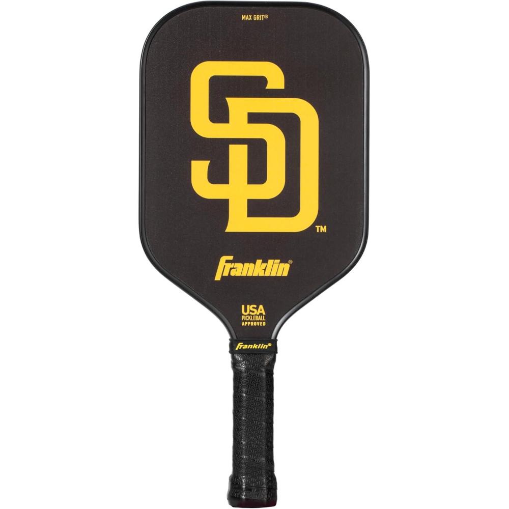 imageFranklin Sports MLB Team Pickleball Paddles  Official MLB Baseball Team Logo  Colors Pickleball Paddles  Signature Series 13MM Pickleball Paddle with MaxGrit  USA Pickleball USAPA ApprovedSan Diego Padres