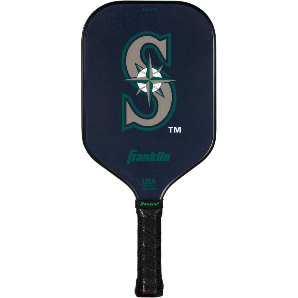 imageFranklin Sports MLB Team Pickleball Paddles  Official MLB Baseball Team Logo  Colors Pickleball Paddles  Signature Series 13MM Pickleball Paddle with MaxGrit  USA Pickleball USAPA ApprovedSeattle Mariners