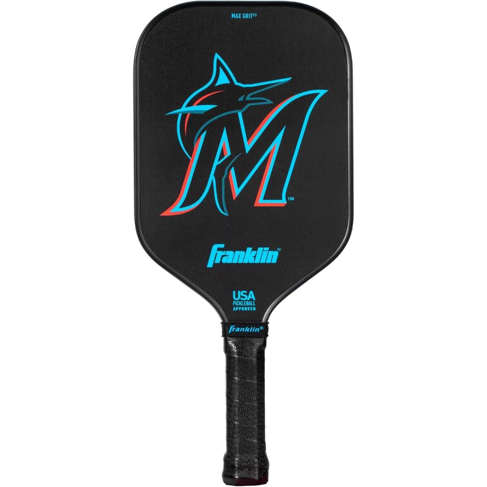 imageFranklin Sports MLB Team Pickleball Paddles  Official MLB Baseball Team Logo  Colors Pickleball Paddles  Signature Series 13MM Pickleball Paddle with MaxGrit  USA Pickleball USAPA ApprovedMiami Marlins